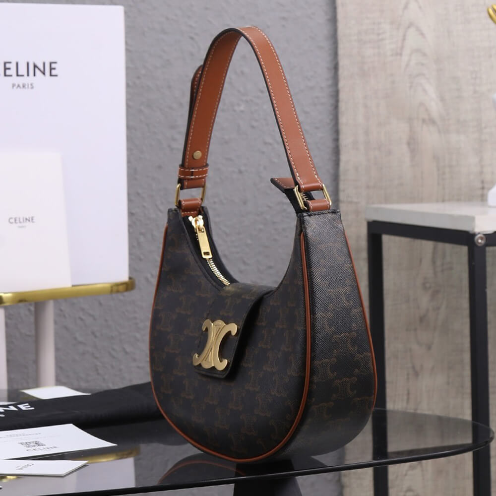 CELINE MEDIUM AVA TRIOMPHE BAG in Triomphe Canvas and calfskin1:1High-quality replica
