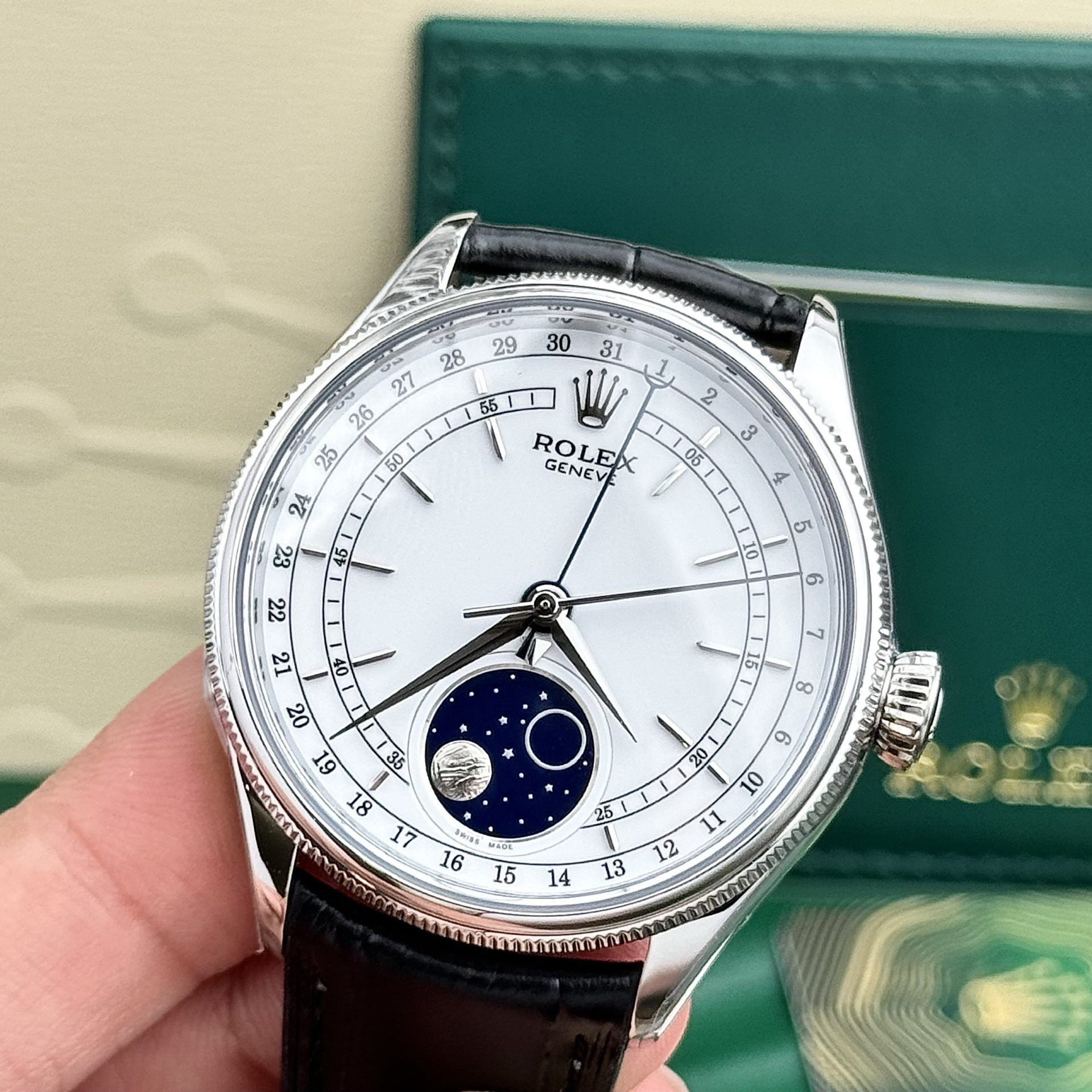 Rolex Replica Watch Cellini Moonphase Dial White 39mm - Top club