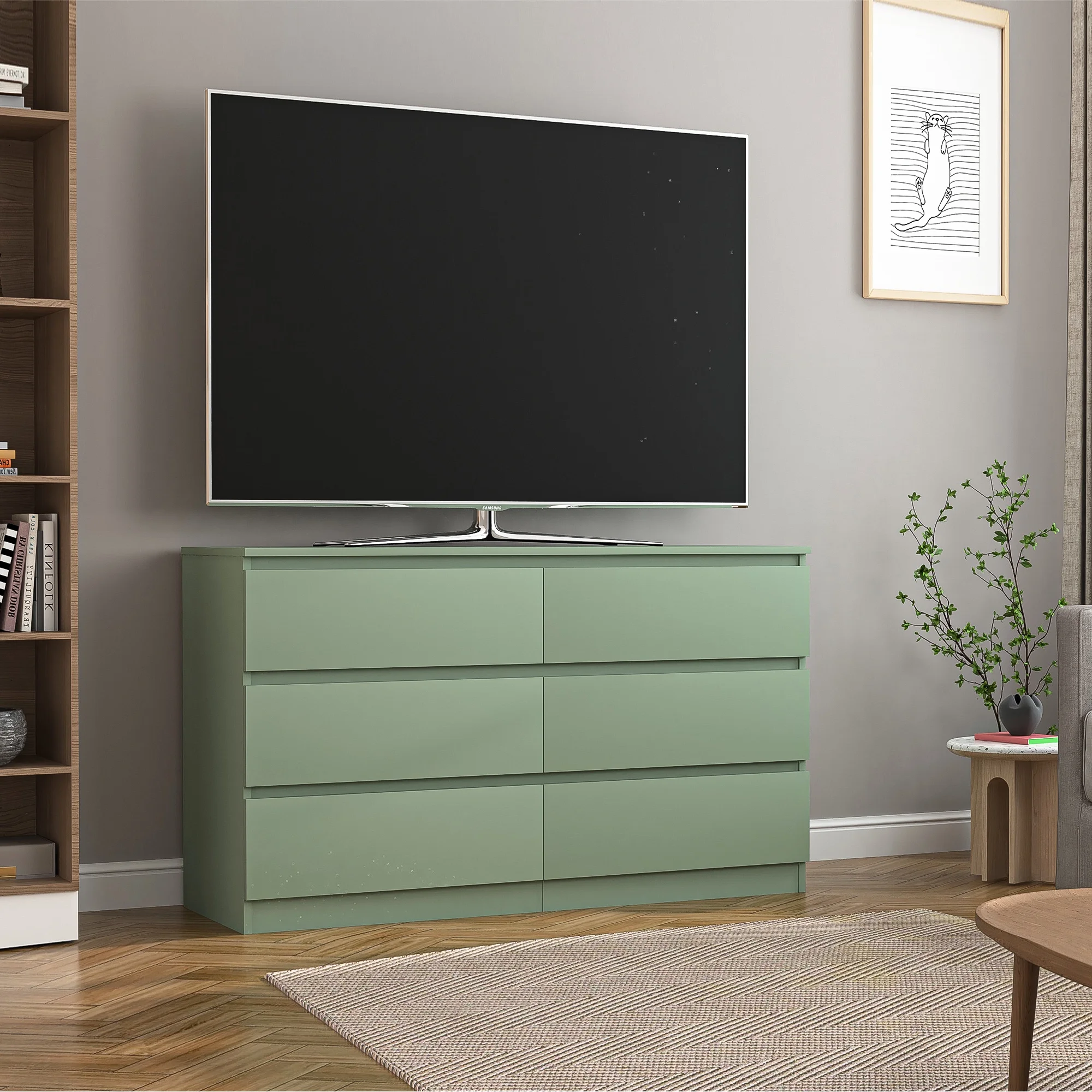 Kadyn White Chest of Drawer, 6 Double Drawer Dresser for Bedroom, Modern Storage Cabinet for Living Room, Dresser - Image 101