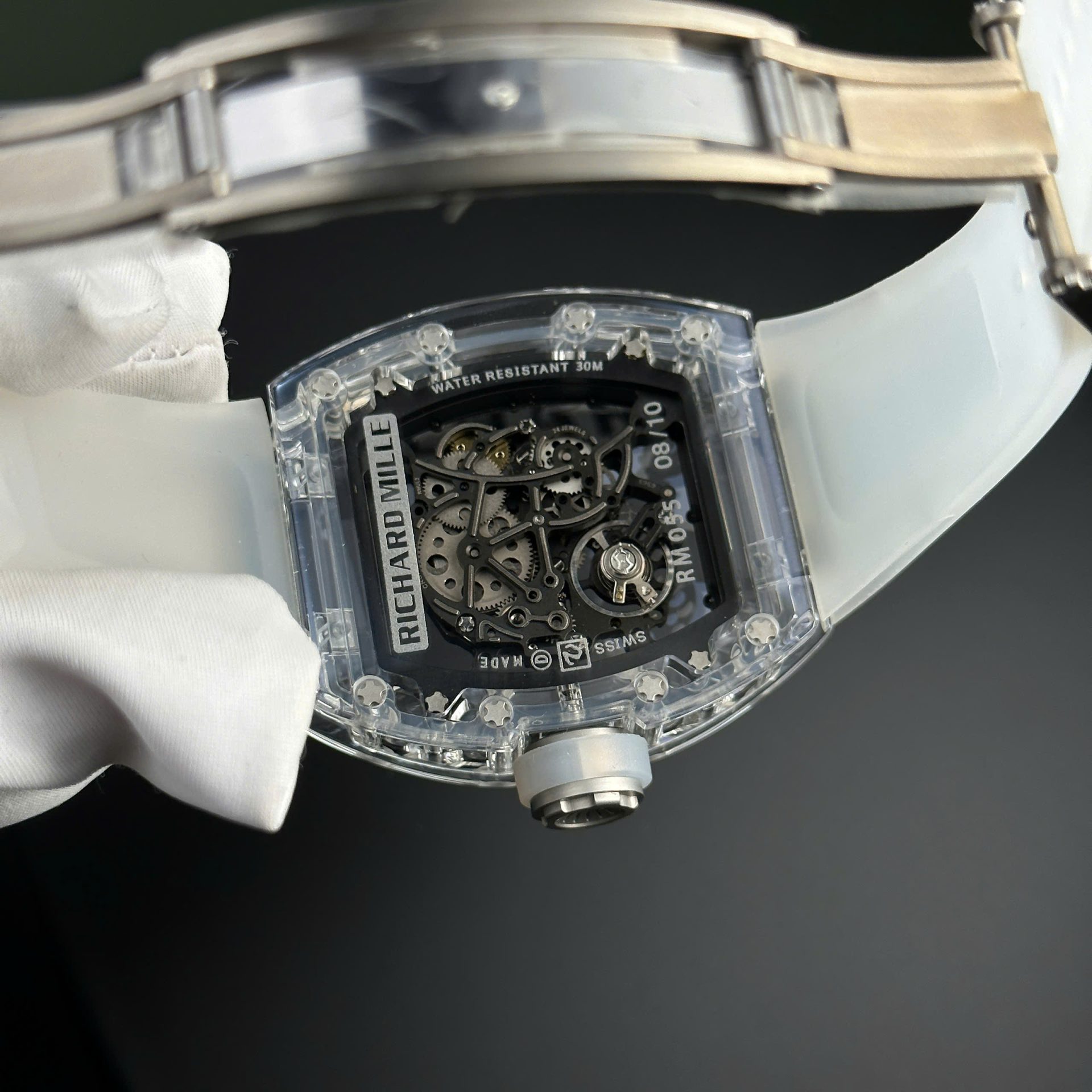 Richard Mille RM055 Sapphire Crystal Replica Watch Rubber Strap 45mm - Top club