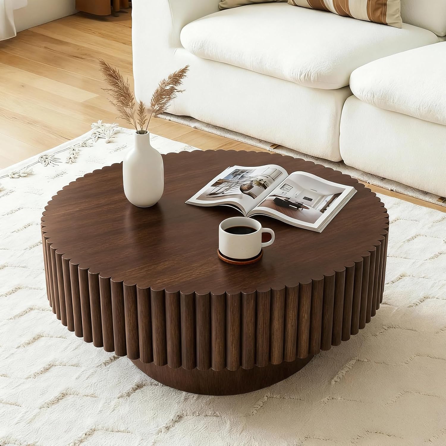 Rovibek Fluted Round Coffee Table, 31.5
