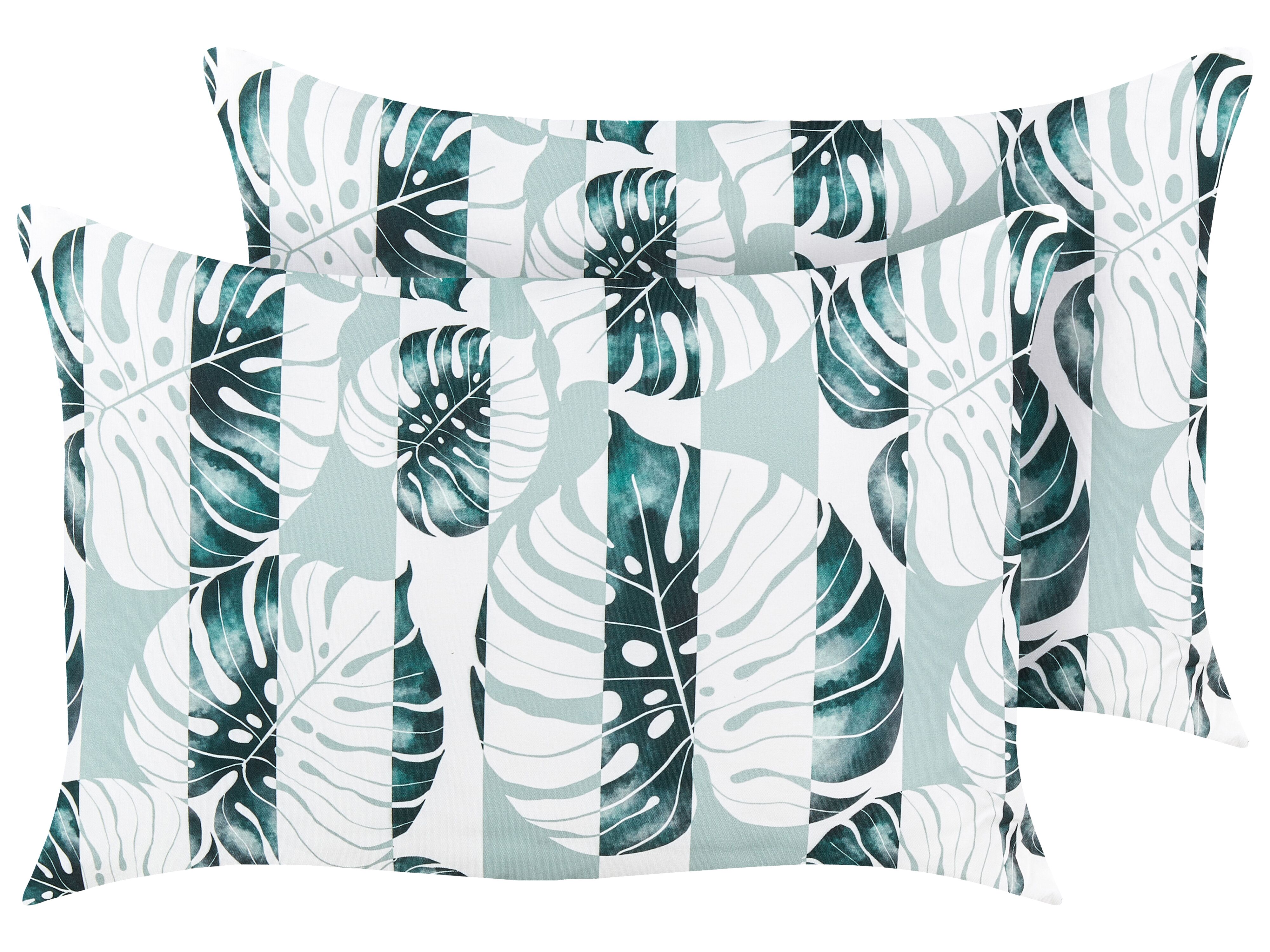 Set of 2 Outdoor Cushions TERMINI Plant Pattern 40 x 60 cm Green