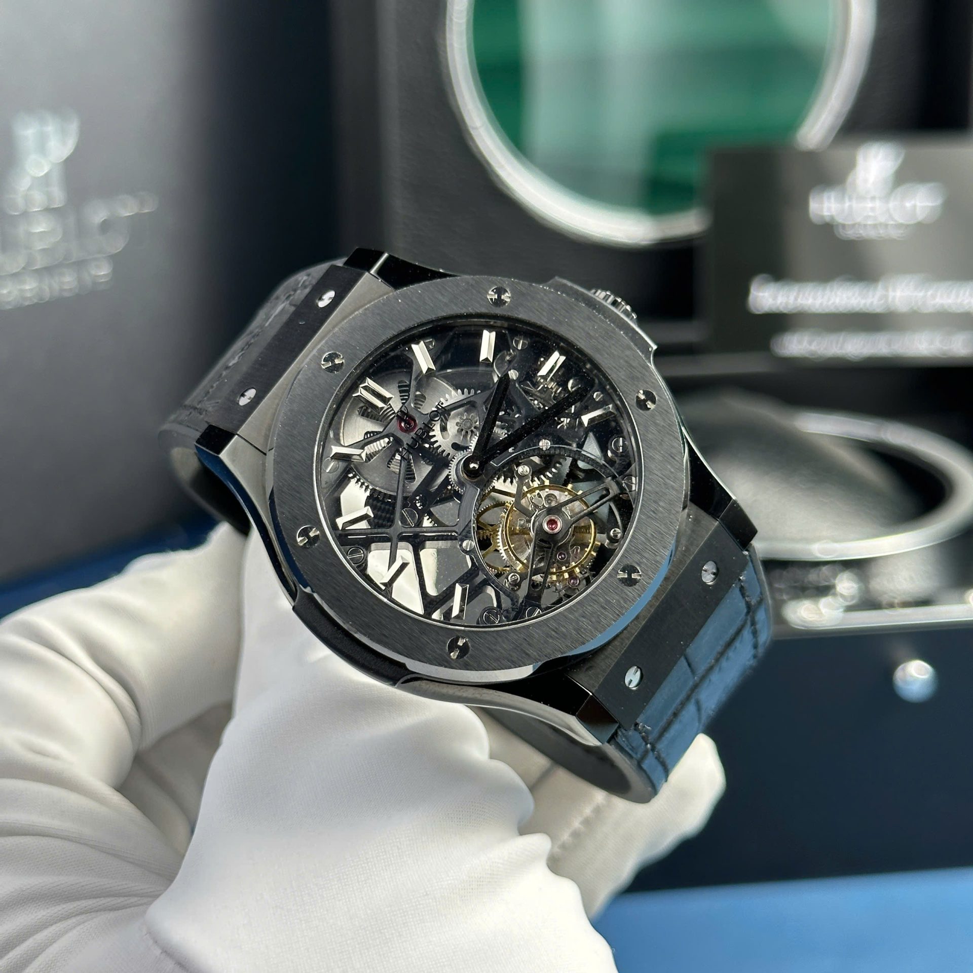 Hublot Replica Watch Classic Fusion Skeleton Tourbillon Black Ceramic 45mm - Top club