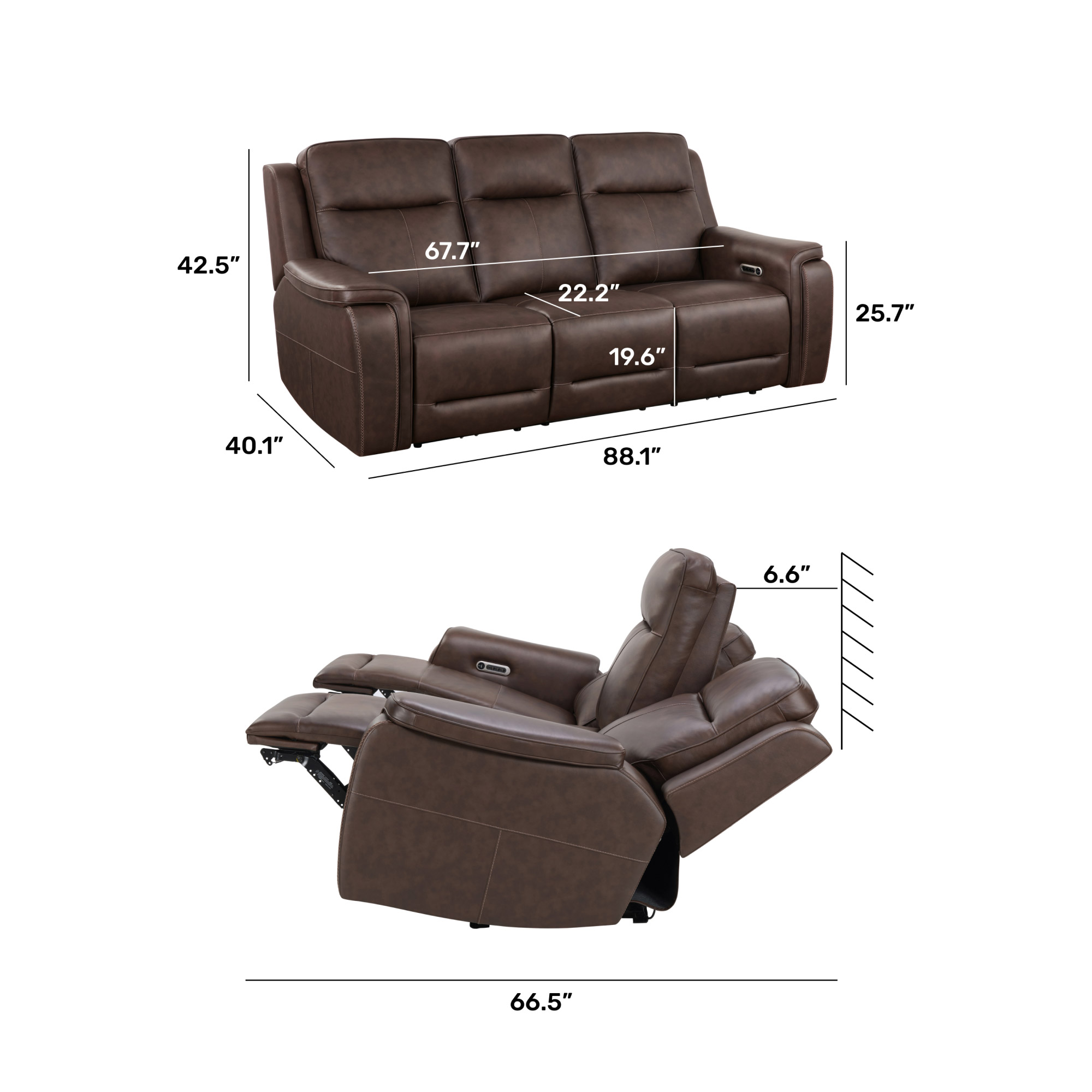 Flexsteel Griffin Italian Leather Power Reclining Sofa with Power Headrests - Image 2