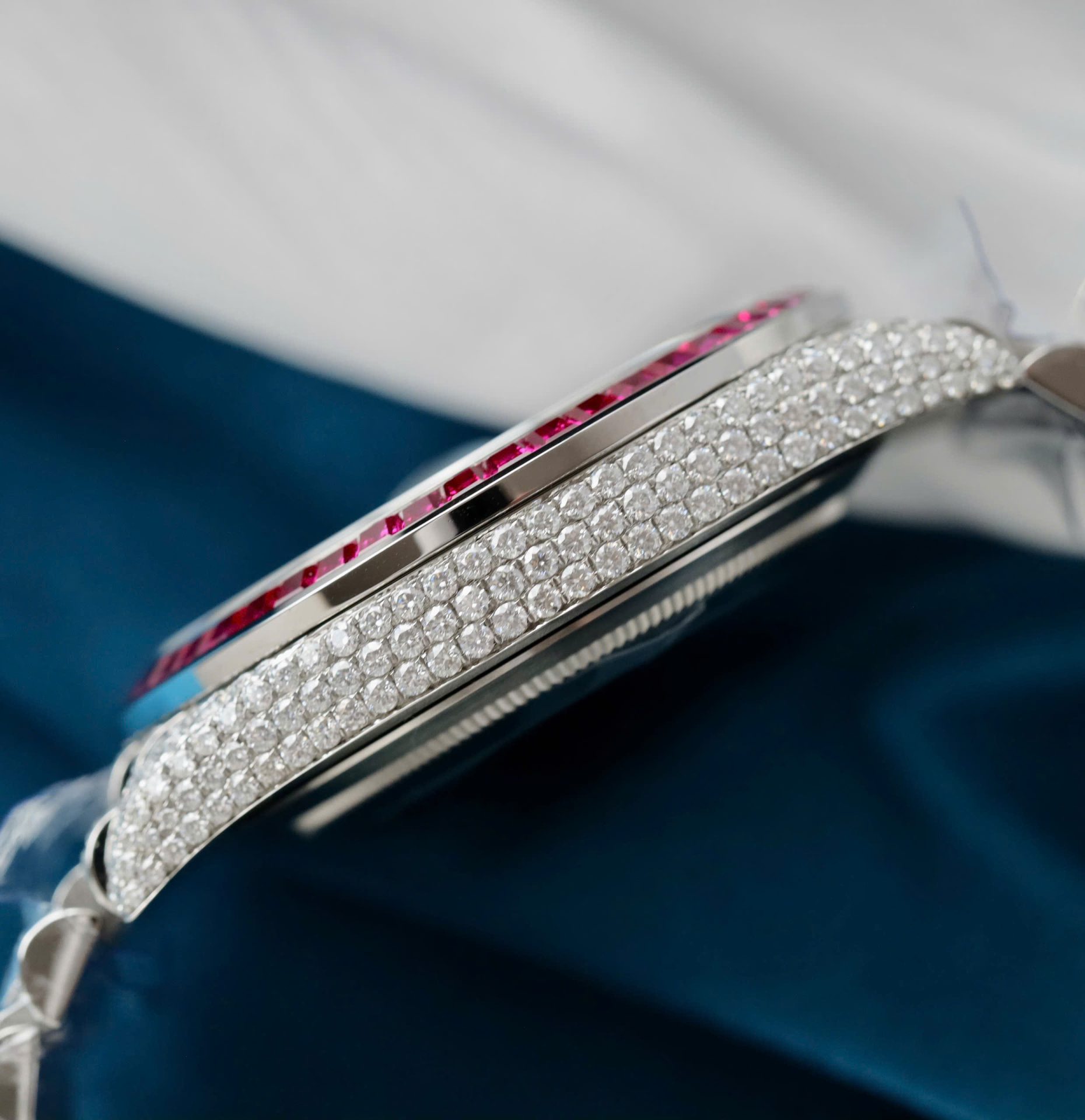 Rolex DateJust Copies Watches Ruby + Diamond Moissanite Custom 41mm - Elite Watch Atelier