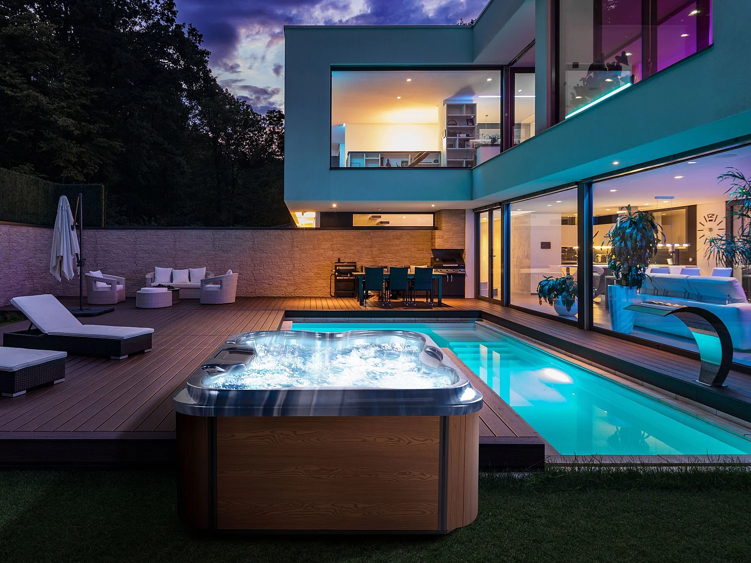 Spa d'extérieur avec LED ARCELIA Bleu