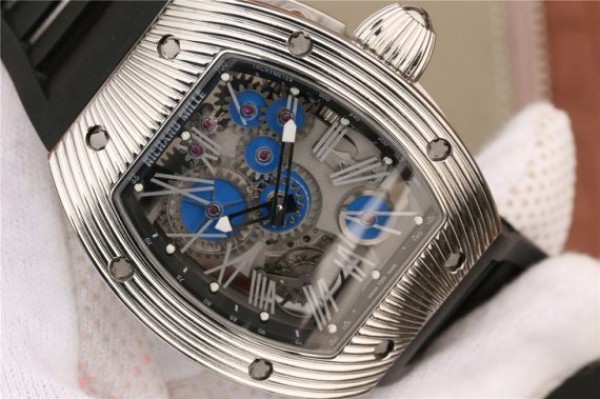 Replica Richard Mille RM018 Hommage a Boucheron SS Yellow Skeleton Dial Blue Rubber Strap 6T51 - Top club