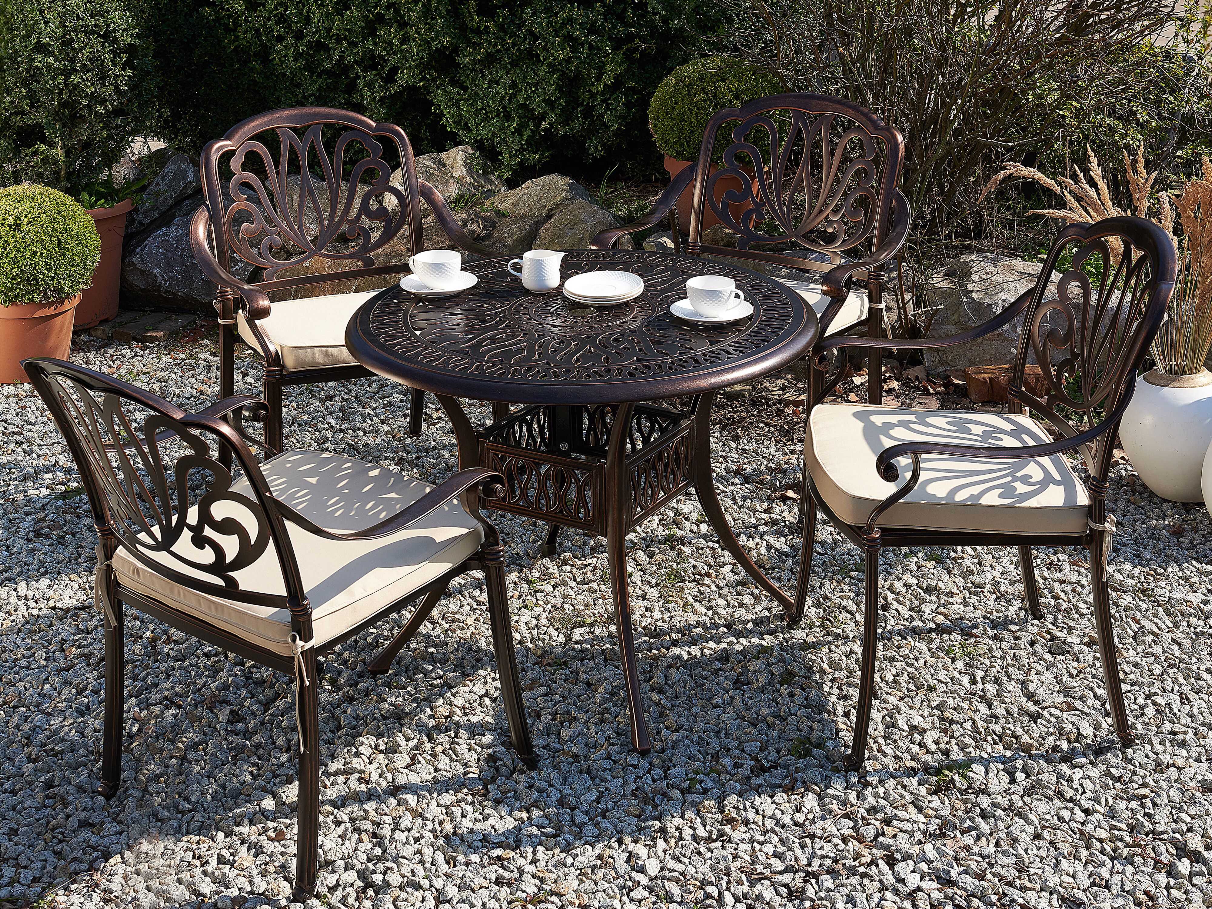 Outdoor Dining Table for 4 ANCONA 90 cm 90 cm Metal Dark Brown