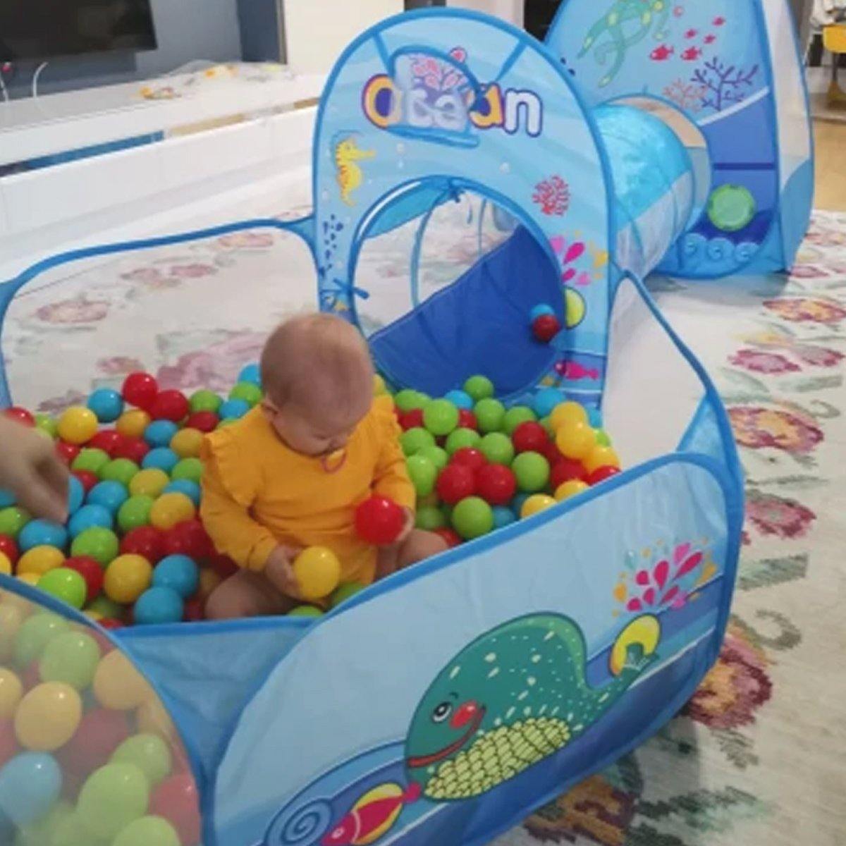 MiniSpeeltuin | 3-in-1 Speeltent, Ballenpoel en Tunnel