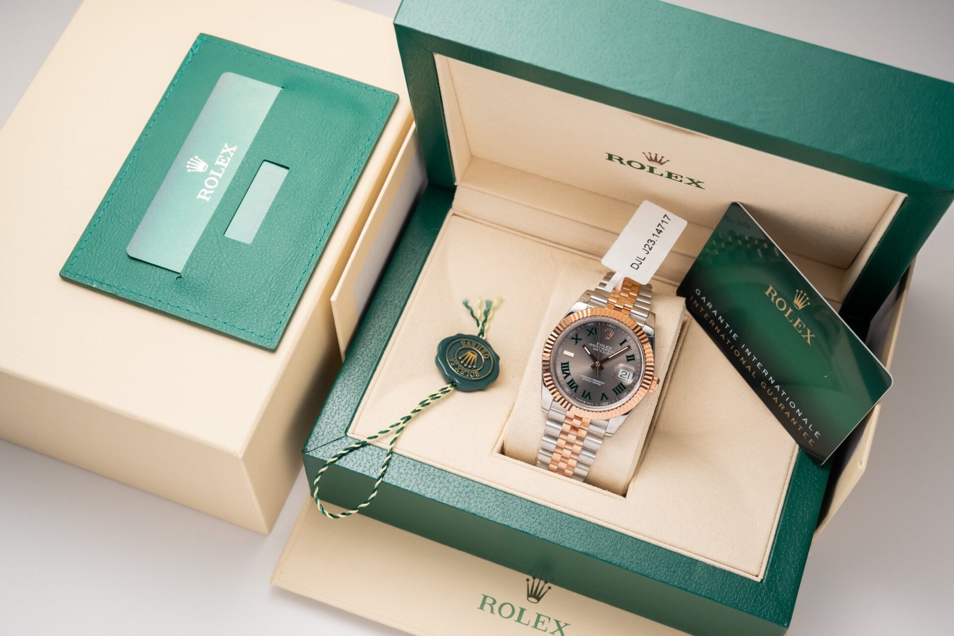 Rolex Best Replica Watch DateJust Rose Gold Wrapped Wimbledon Dial GM Factory 41mm - Elite Watch Atelier