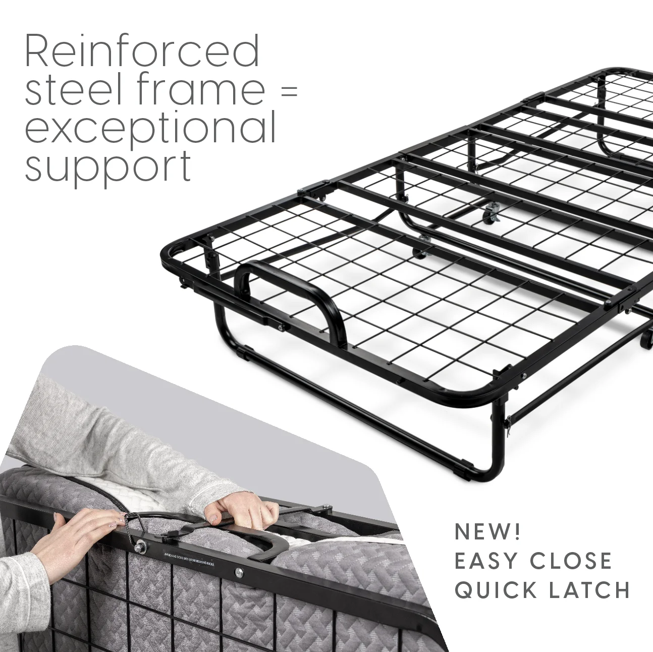 Milliard Diplomat Adjustable Size Modern Folding Bed with Memory Foam Mattress - Image 14