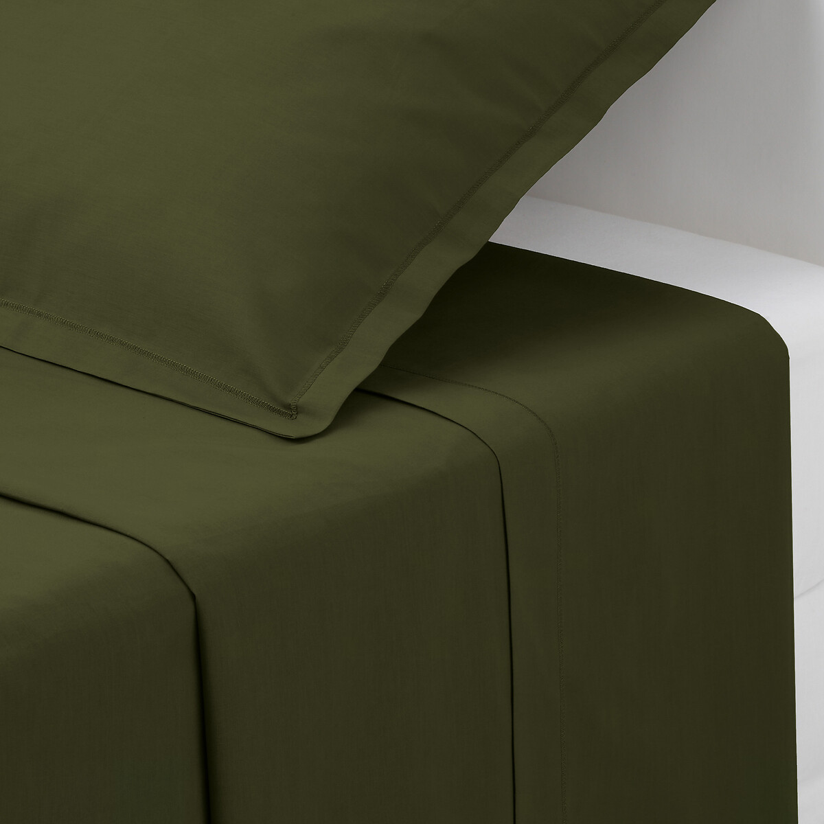 Cotton flat sheet Khaki green, 240x290 cm