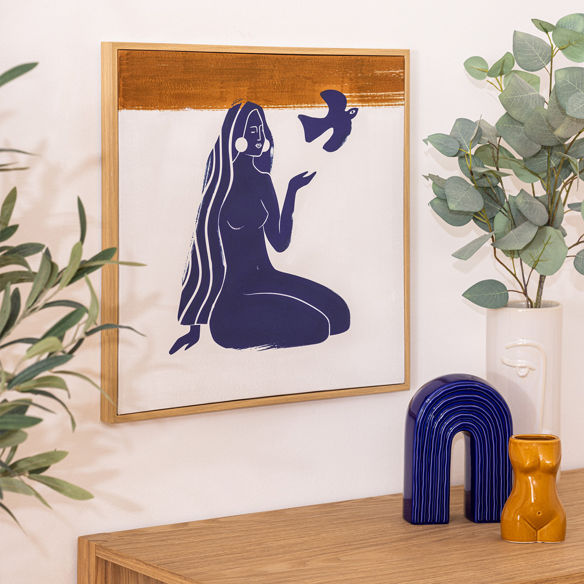 "Melody" printed canvas Blue, 45x45 cm