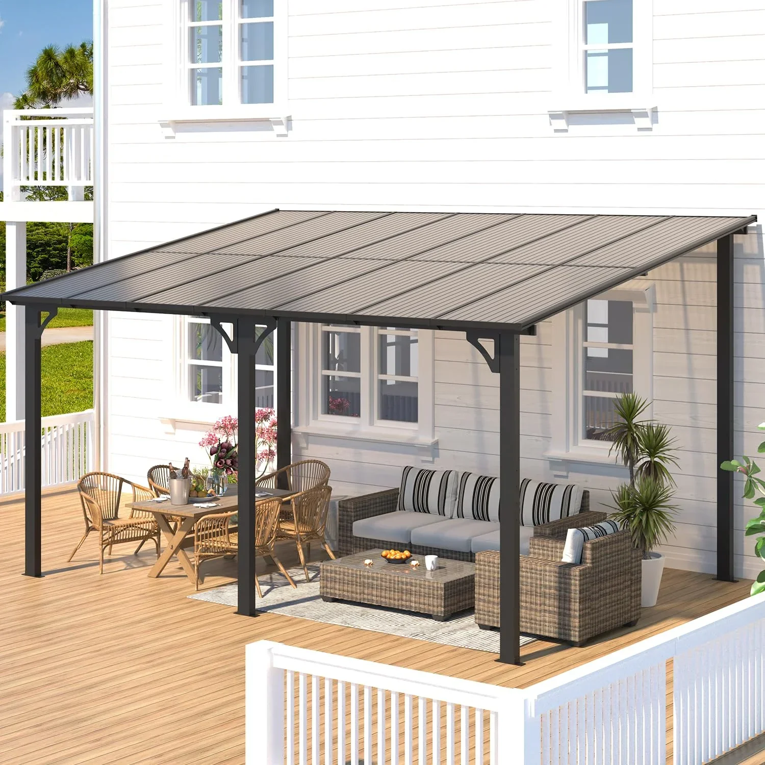 AECOJOY 14' x 10' Patio Gazebo With Roof, Dark - 168in x 120in x 98.4in - Image 6 AECOJOY 14' x 10' Patio Gazebo With Roof, Dark - 168in x 120in x 98.4in - Image 6