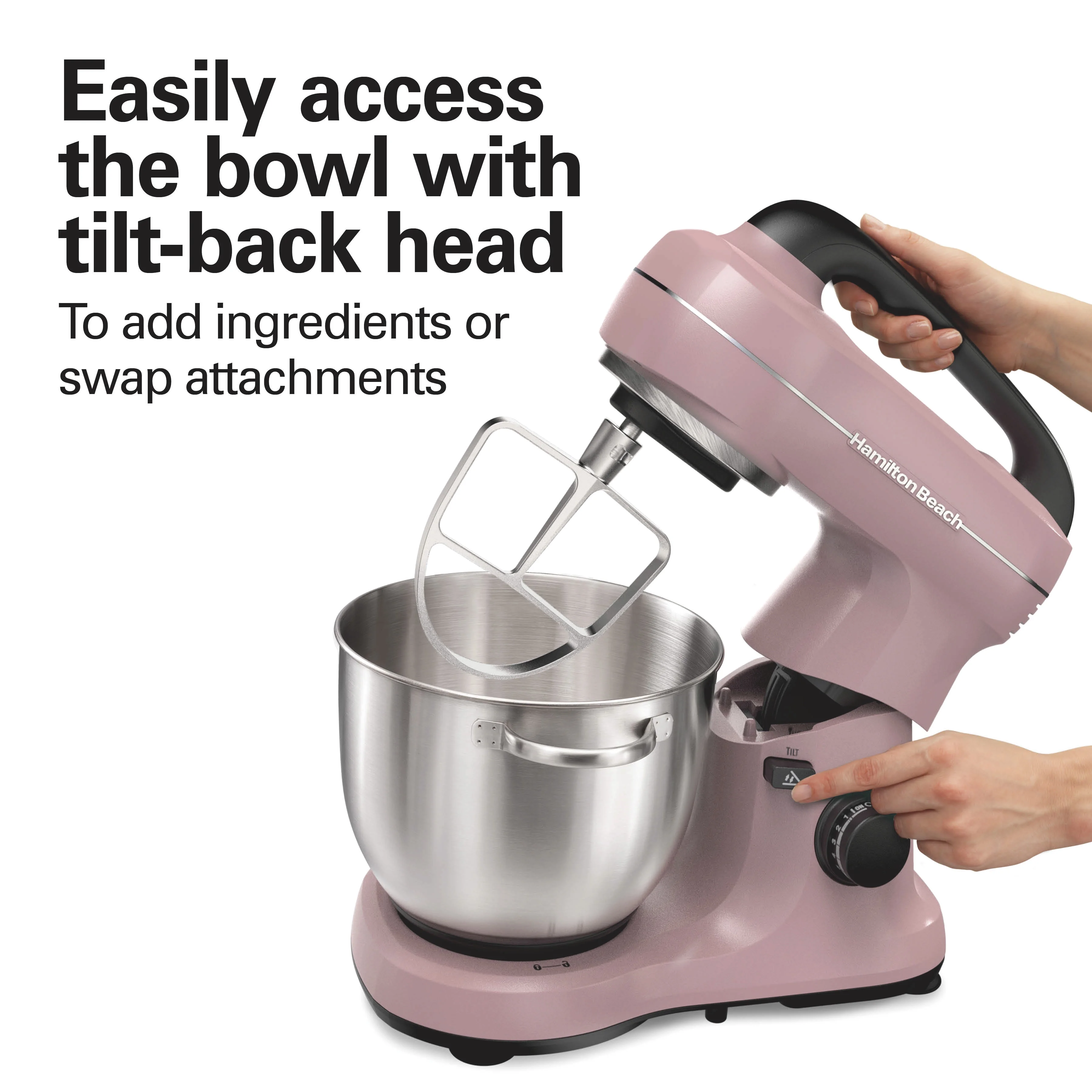 Hamilton Beach 4 Quart Stand Mixer for Kitchen, 7 Speeds, Tilt-Head, Dough Hook, Whisk & Flat Beater, Black - Image 24