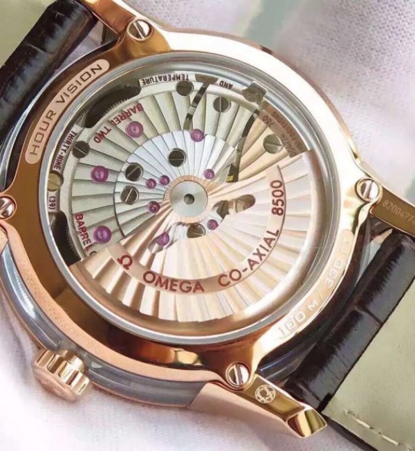 Replica Omega V6F De Ville Hour Vision Co-Axial 41mm RG White Dial Brown Leather Strap A8500 - Top club