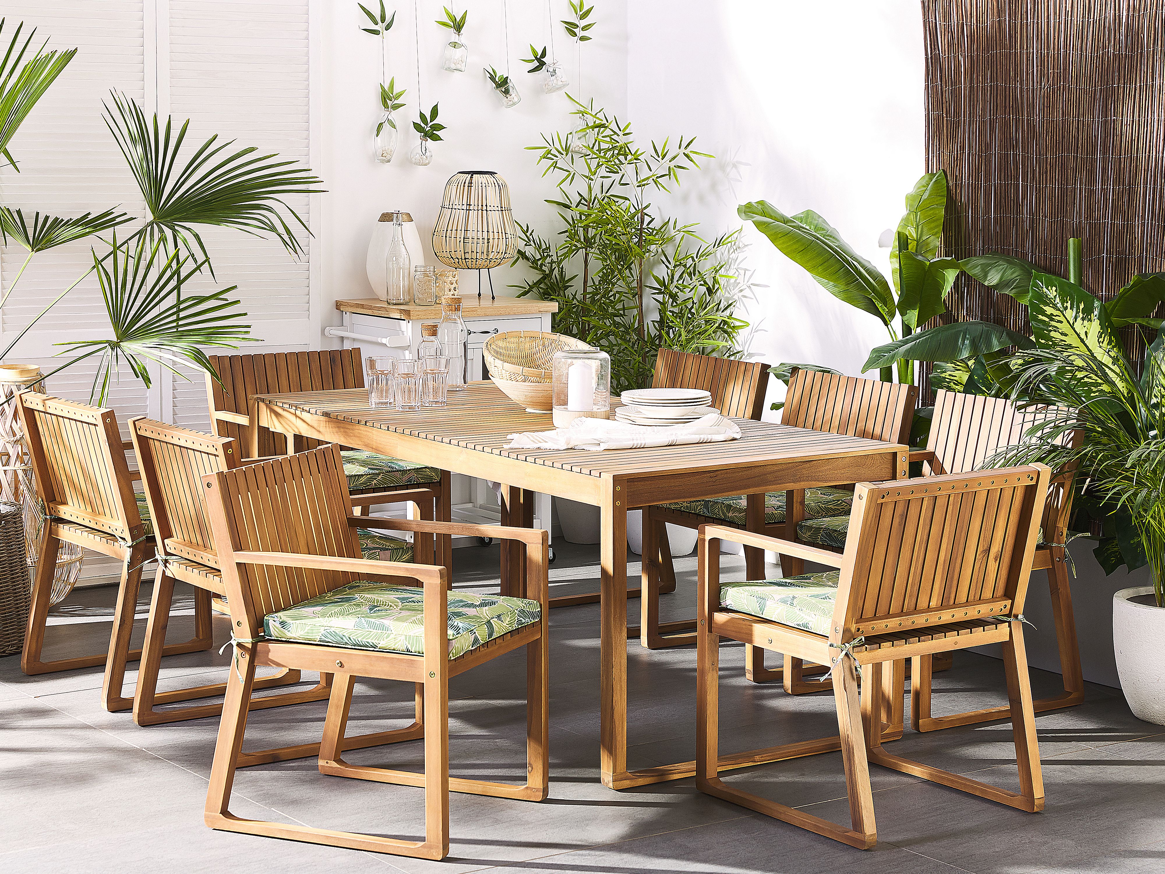 Set of 8 Garden Chair Cushions SASSARI 46 x 46 cm Light Green