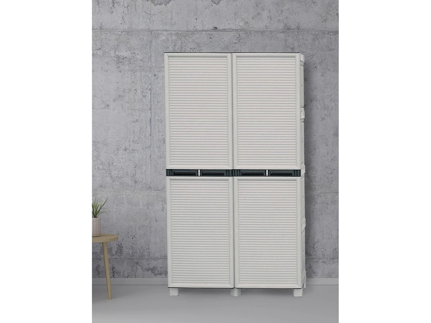 Armoire d'extérieur Liège, Mobilier d'extérieur, Armoire de buanderie polyvalente, 100% Made in Italy, Gris clair, 100x39h172 cm
