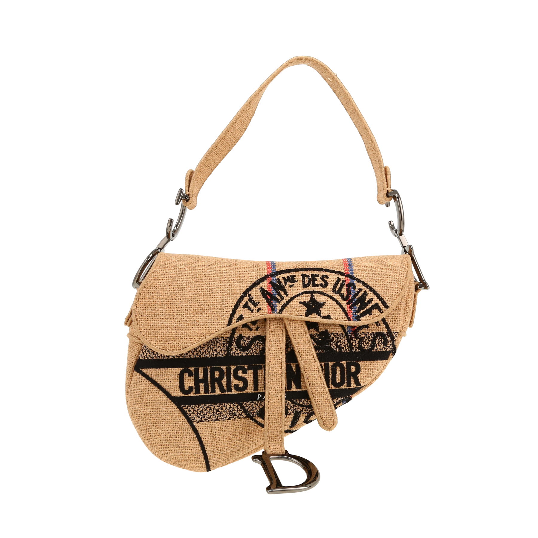 Dior Saddle medium model handbag in beige raphia1:1High-quality replica
