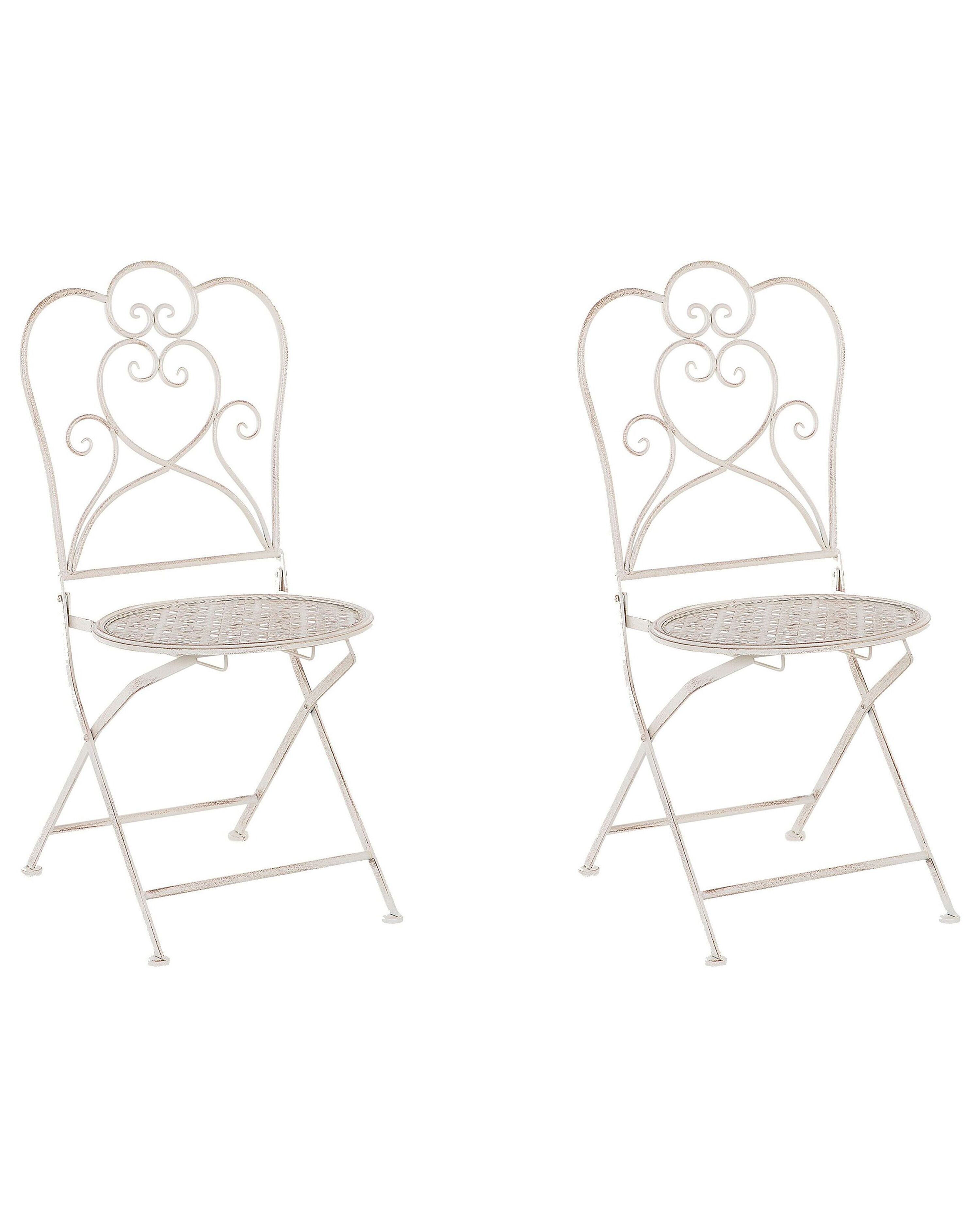 Set of 2 Garden Chairs TRIESTE Folding Metal Light Beige