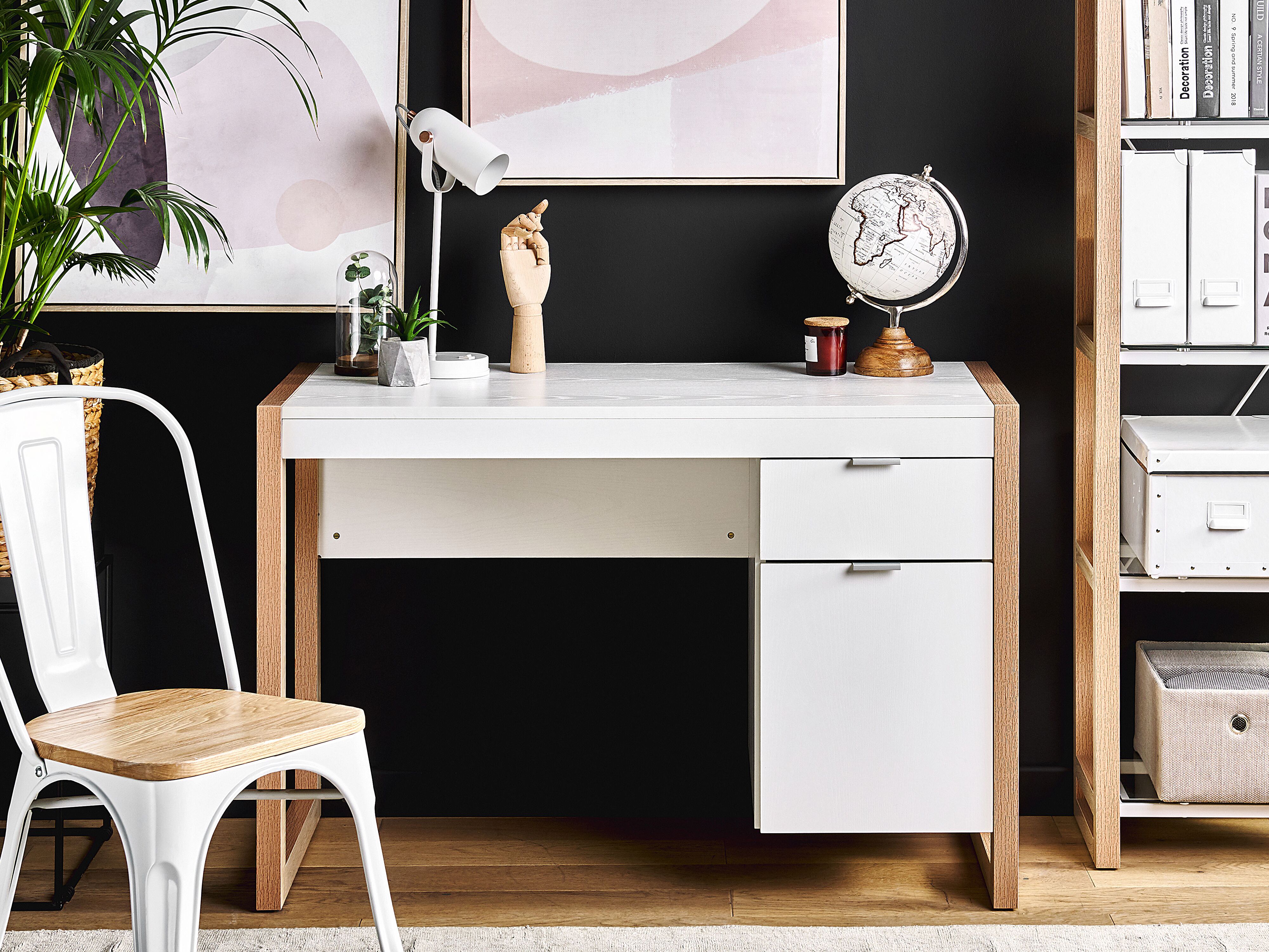 Home Office Desk JOHNSON Brown/ White 112 cm 50 cm with Storage