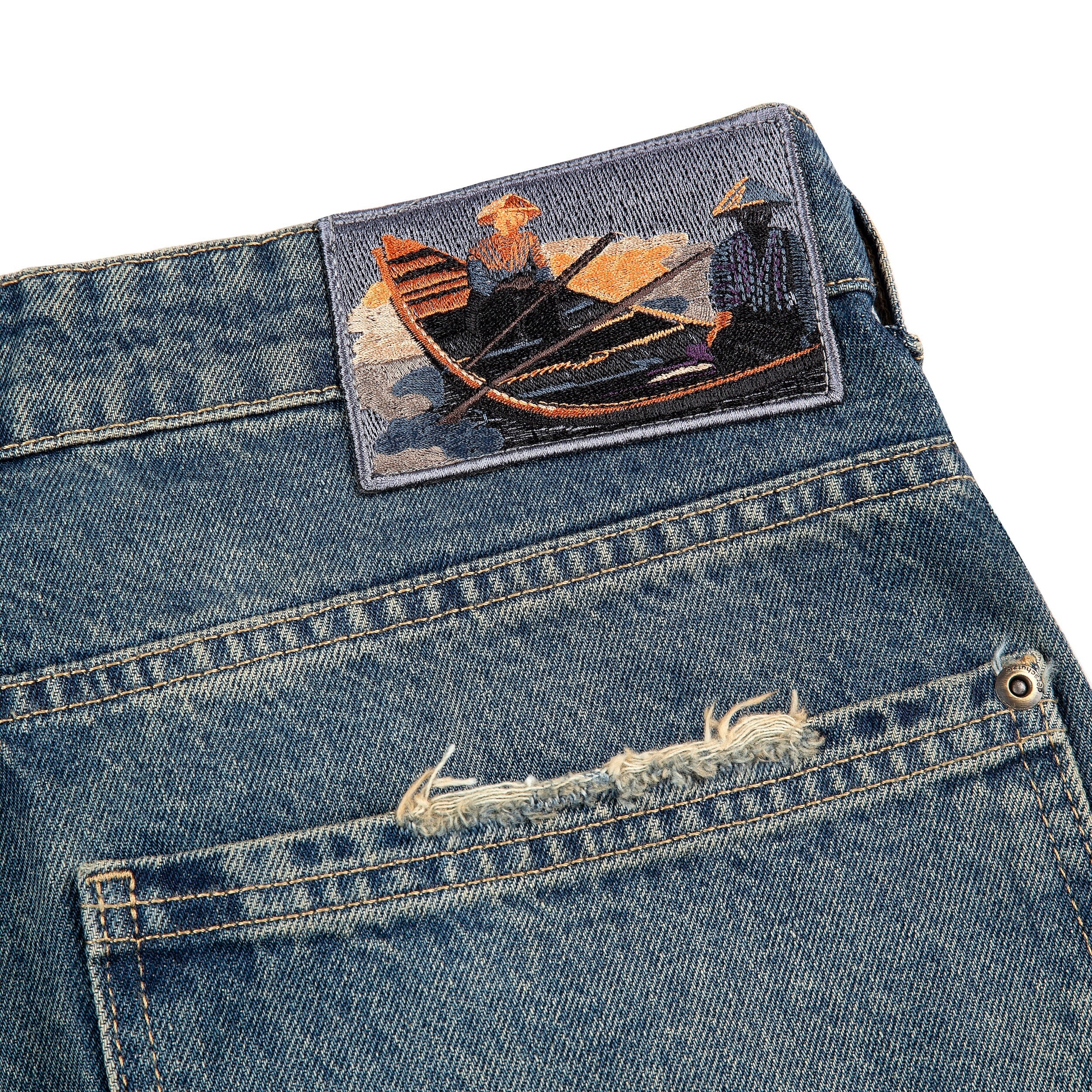 "lotus" Jorts indigo