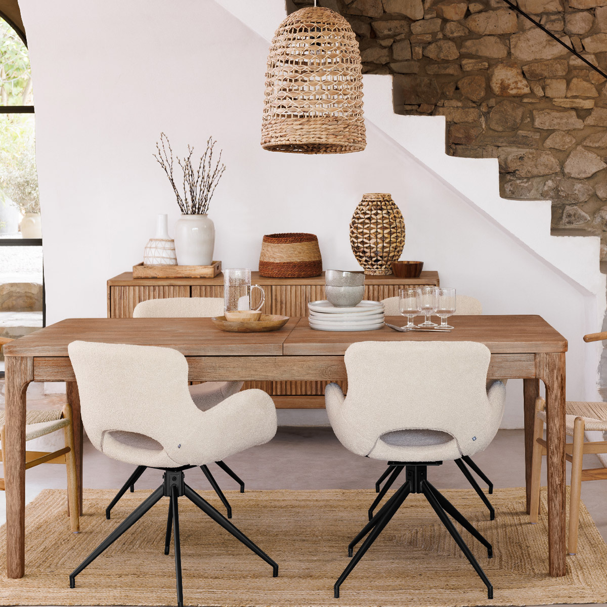 Armchair "Kale" Ivory white