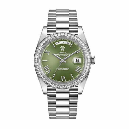 Rolex Day Date Olive Diamond Replica - Elite Watch Atelier