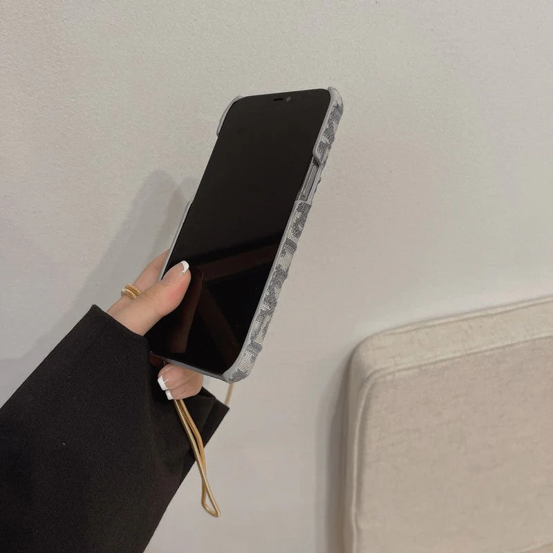CD Black & Grey Fabric Card Bag Crossbody iPhone Case - Wholesale & Influencer