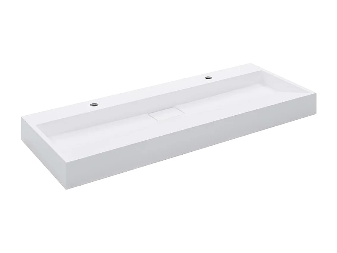 Lavabo salle de bain-Vasque à poser 120x46x11 cm Fonte minérale/marbre Blanc