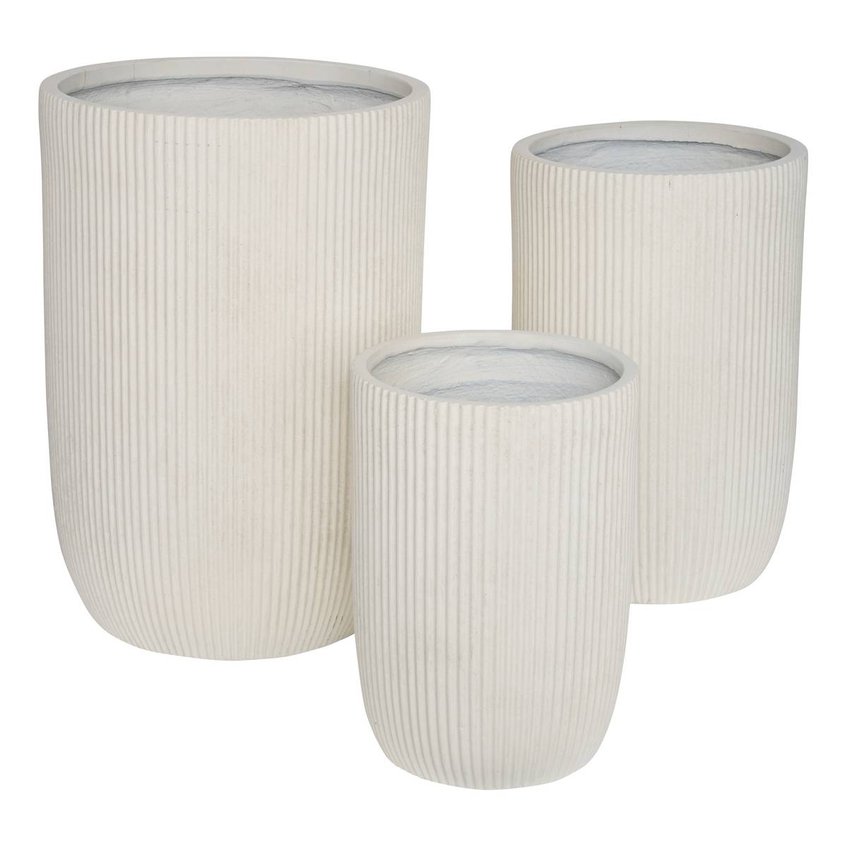 Set of 3 plant pots "Elene" White, D.24.5/30.5/36.5 cm