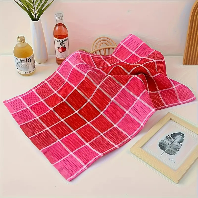 Grid Kitchen Cleaning Towel - Ultra-Soft Absorbent  Colorful Waffle Mesh Dish Towel 26.8 X 16.5 Inches - Hand Wash