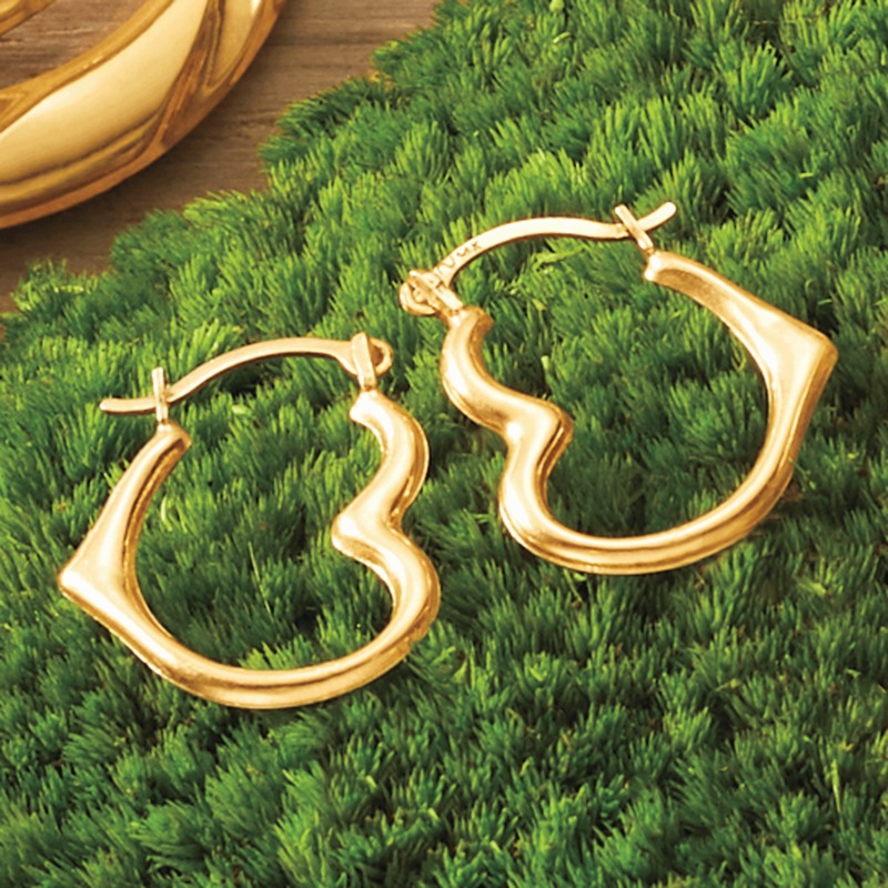 10K Gold Heart Petit Hoops - MIDNIGHT VELVET CATALOG
