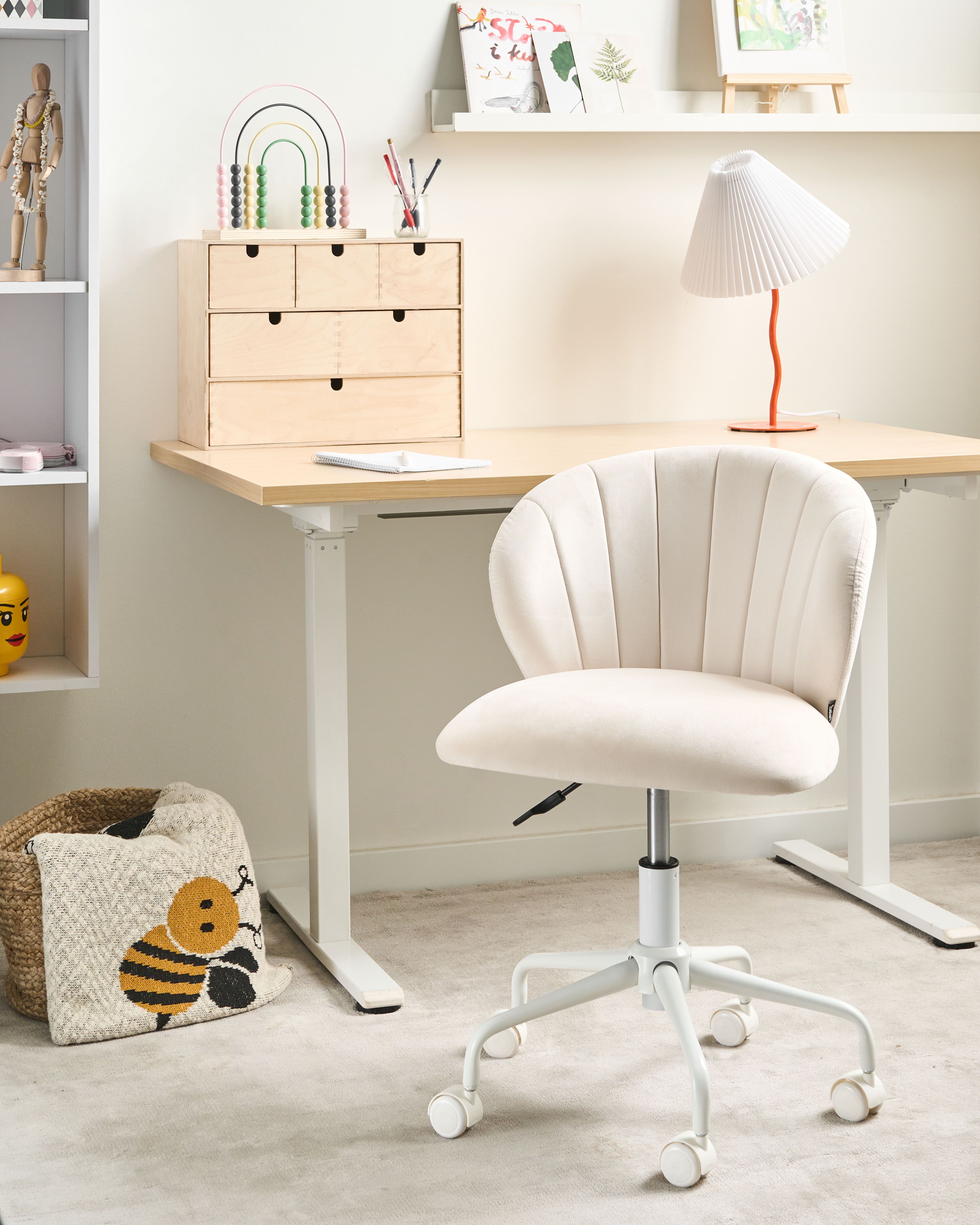 Desk Chair CHEERFUL Velvet Off-White