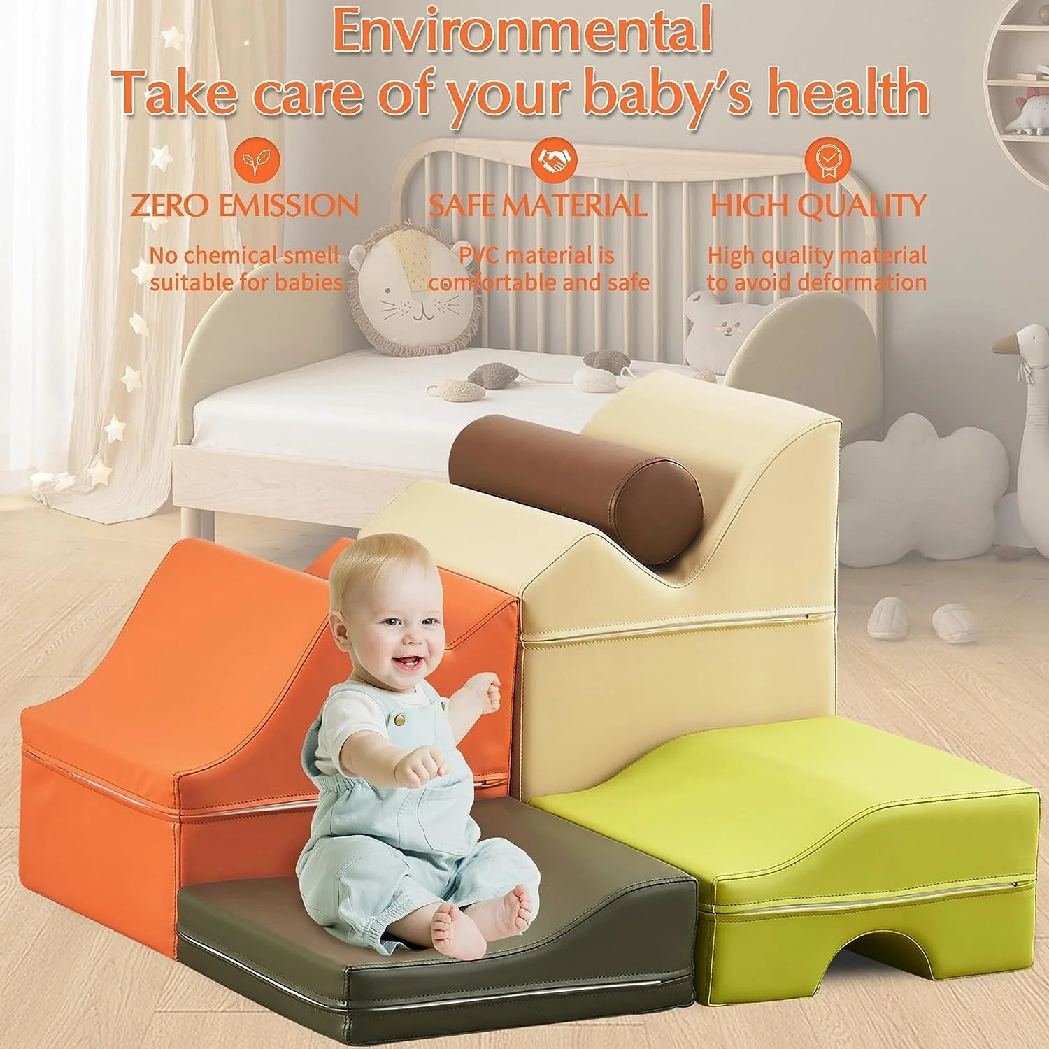 5Pcs Foam Climbing Blocks, Linor Indoor Toddler Climbing Toys for Toddlers and Preschoolers, Safe Soft Play Equipment Foam Blocks Climber, Climb & Crawl Kids Soft Foam Activity Playset - Image 4