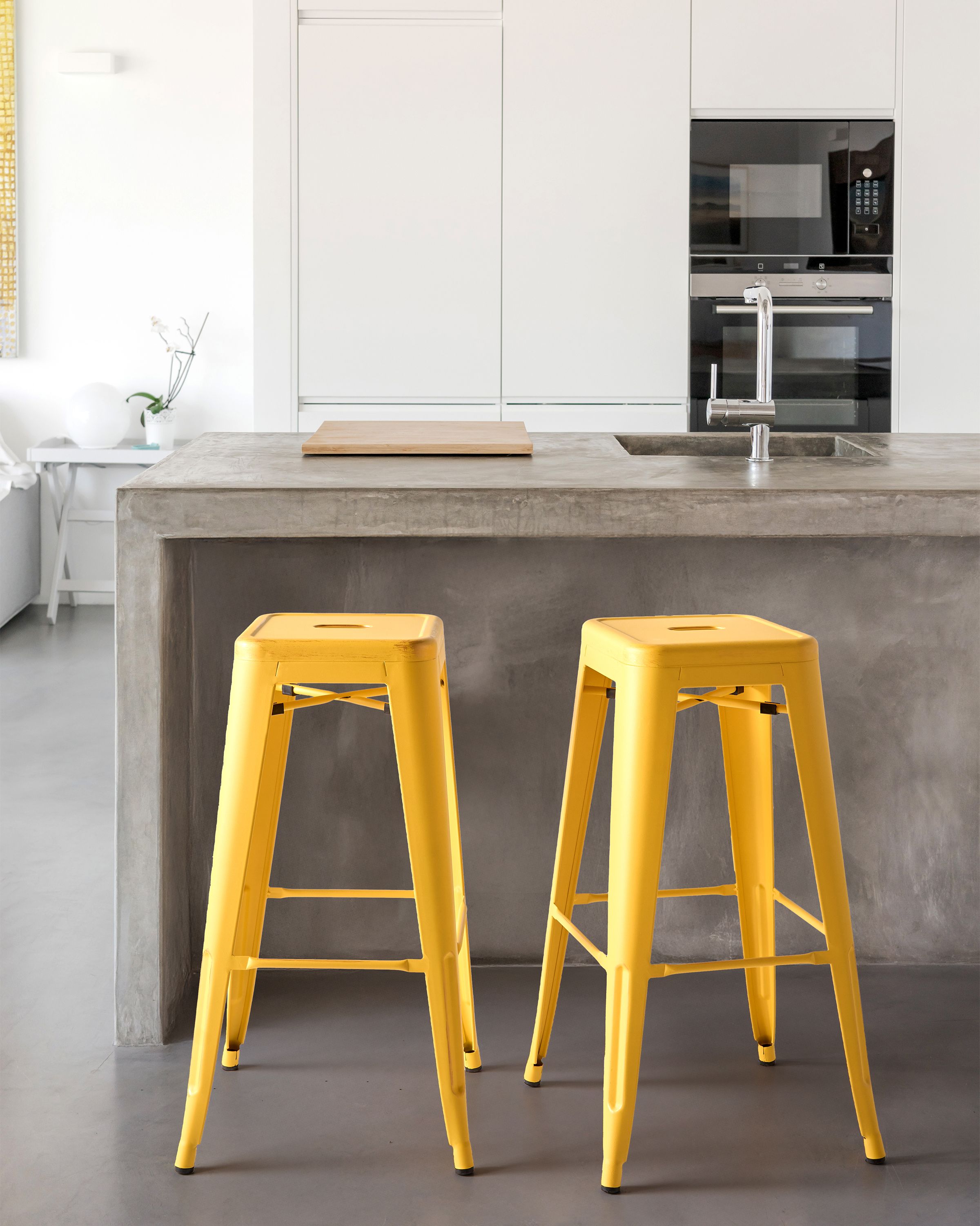 Set of 2 Bar Stools CABRILLO Metal Yellow