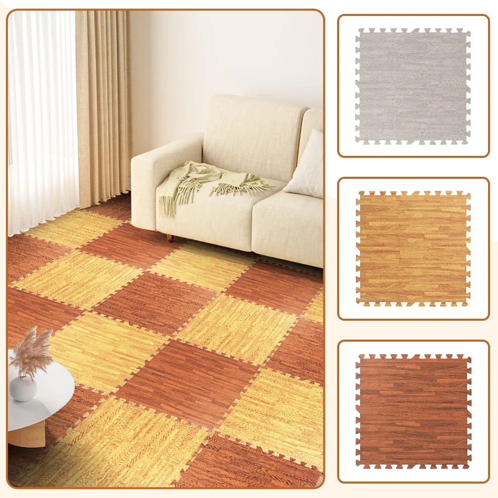 ARVAKOR Wood Grain Puzzle Mat 1/2-in, 24 Tiles EVA Foam Interlocking Floor Tiles (96SQ FT) for Secure Indoor Room Workout Flooring and Playmat