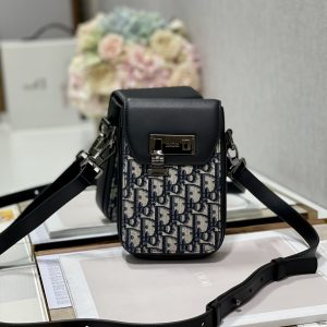 Saddle Vertical Pouch With Strap Beige/Black For Women 8.5in/22cm 2ADCA446YKS_H27E1:1High-quality replica