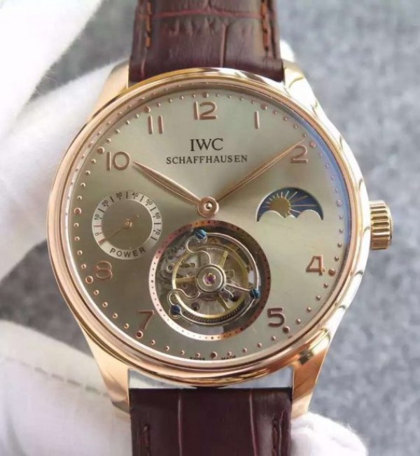 Replica IWC Portuguese Tourbillon Power Reserve Moonphase RG Markers Gray Dial - Top club