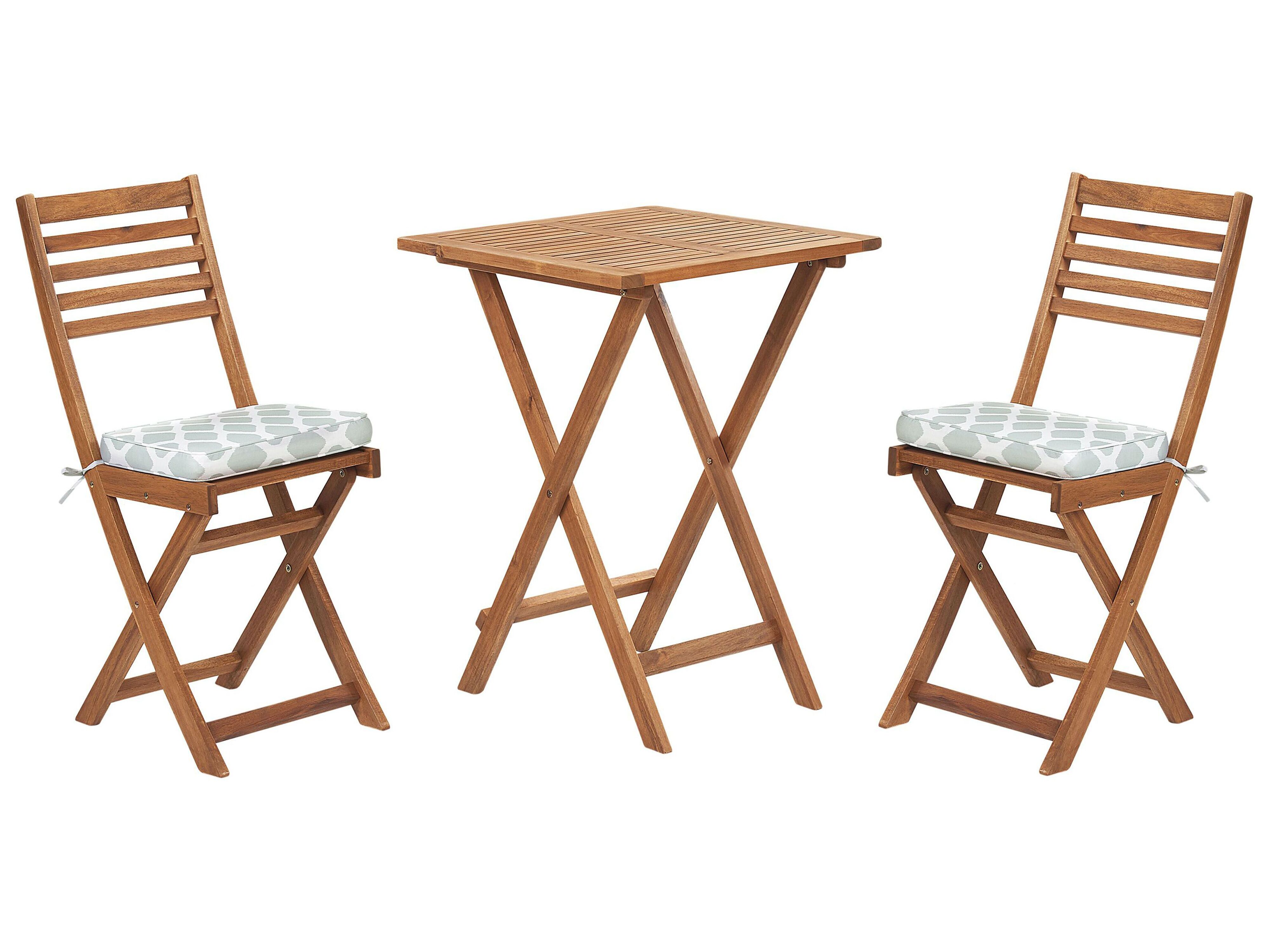 Bistro Set with Cushions Folding FIJI Acacia Wood Mint Green