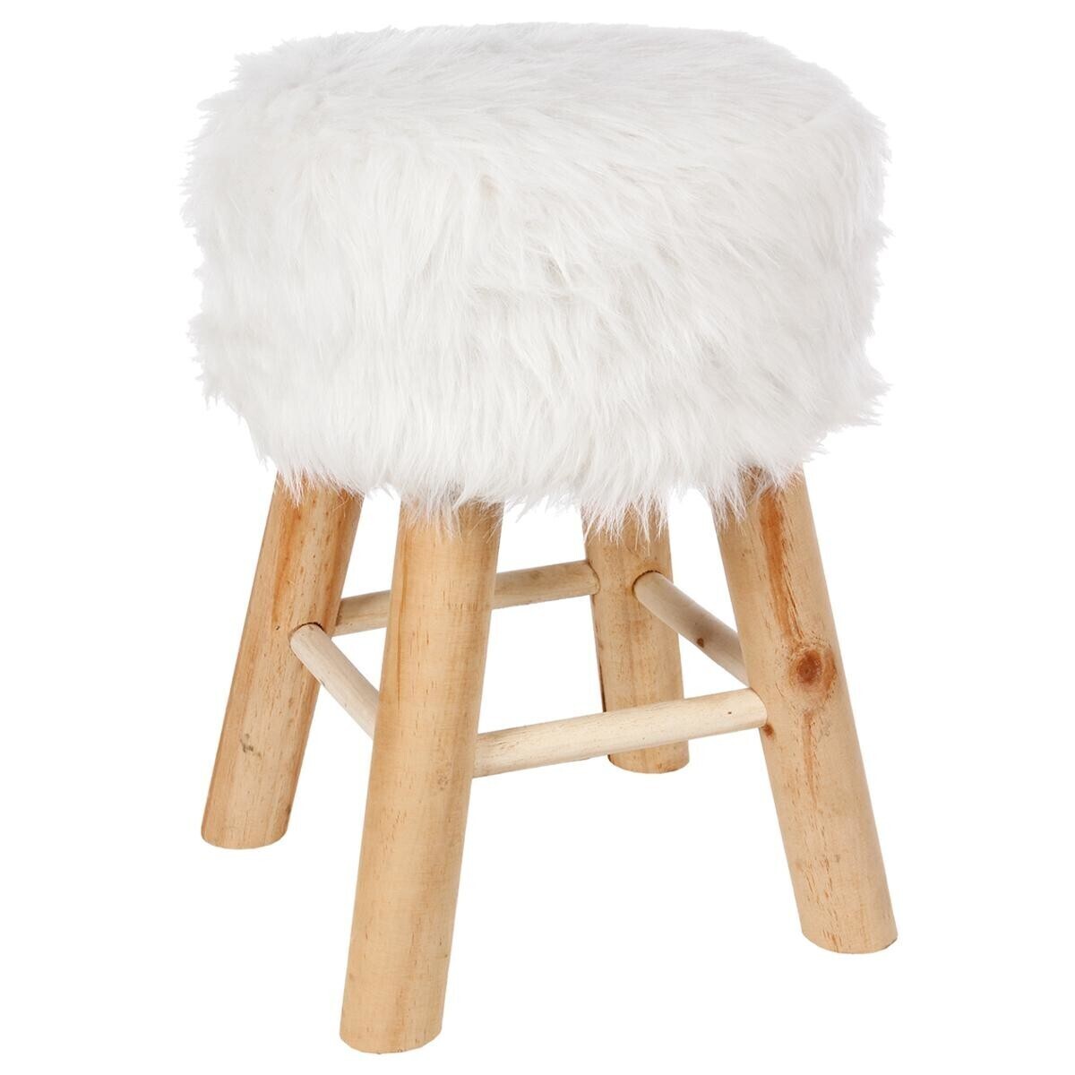 Stool "Oslo" Fur effect, White