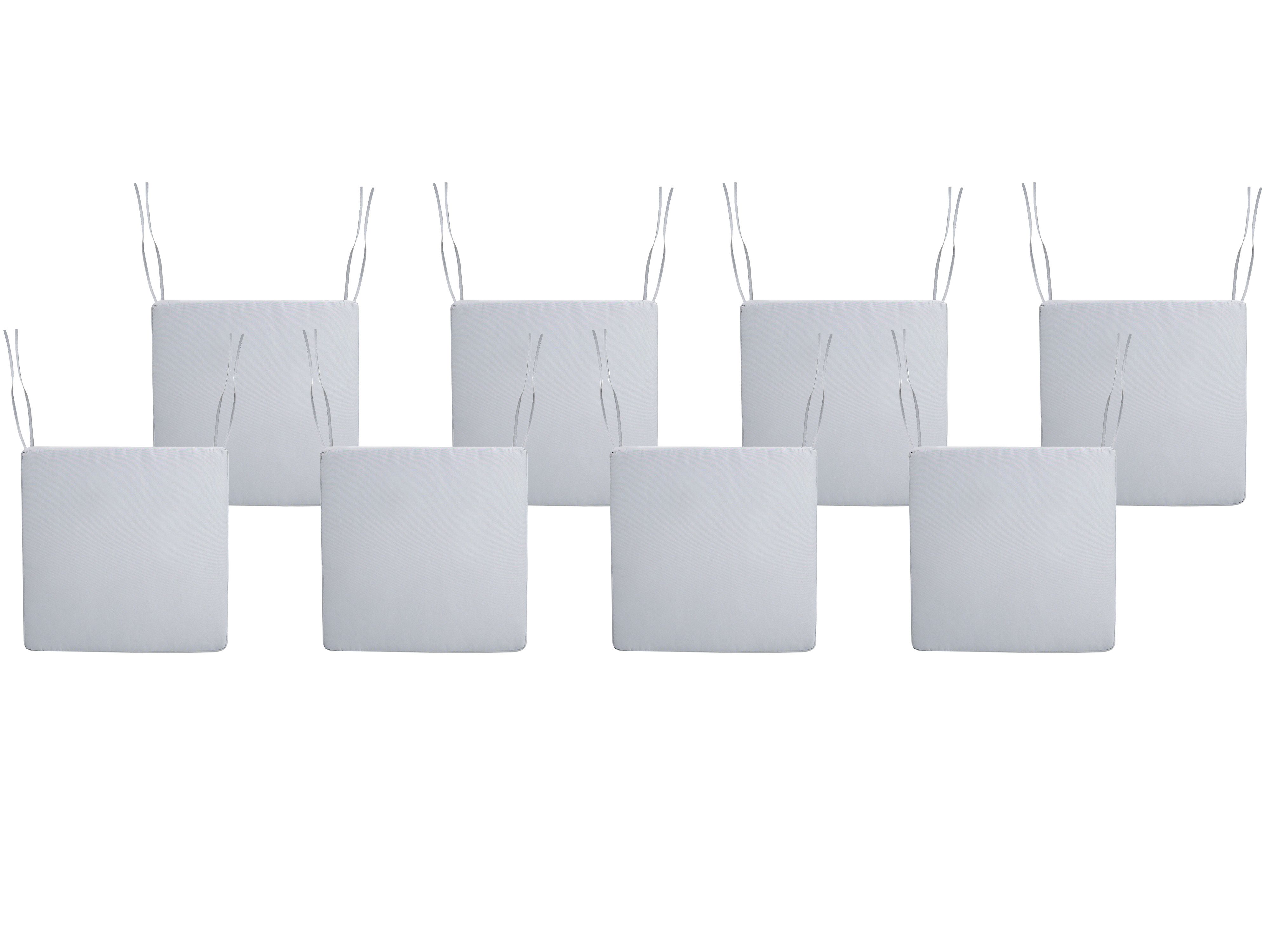 Set of 8 Garden Chair Cushions SASSARI PREMIUM 46 x 46 cm Light Grey