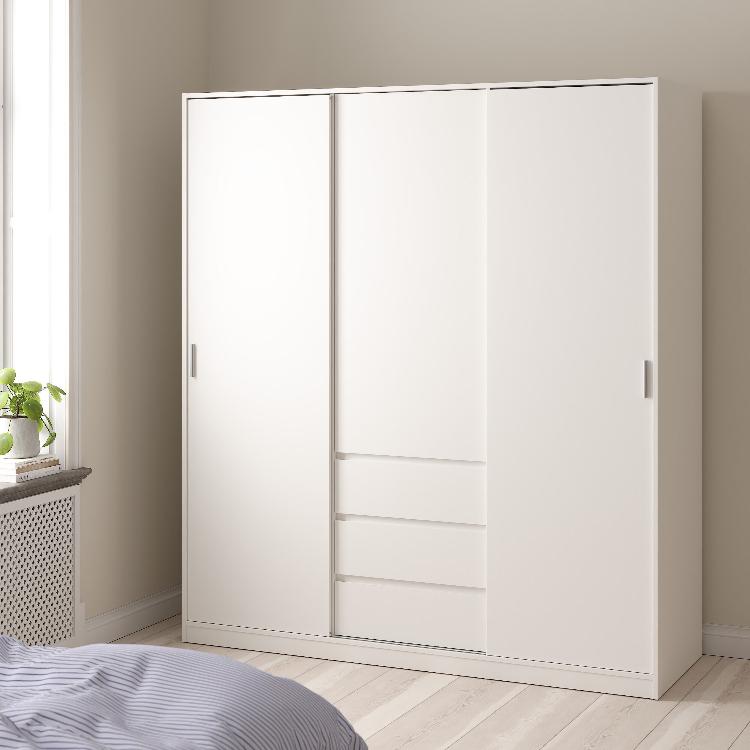 Blokker basic Slide Kledingkast - B 177 cm - Wit
