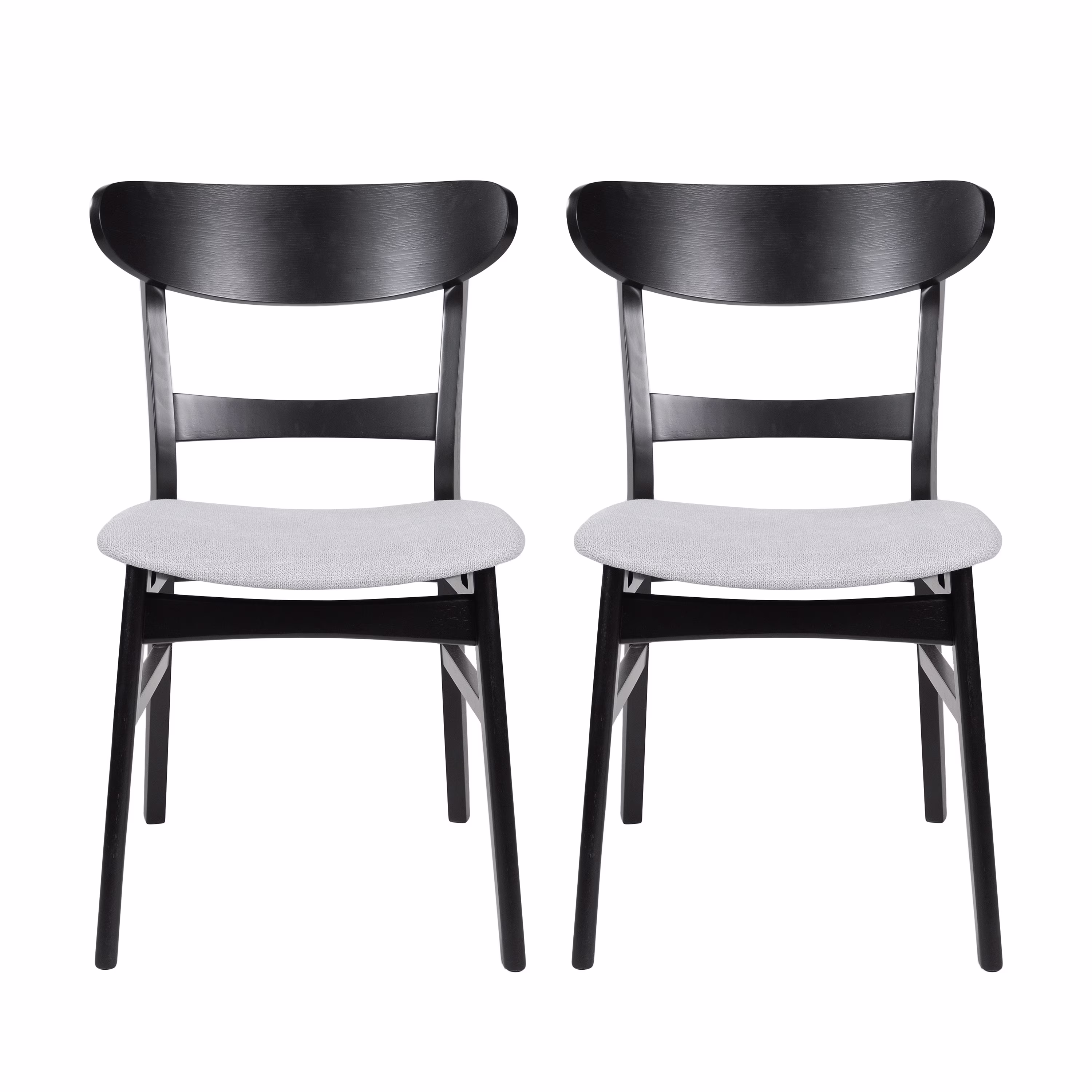 GDFSTUDIO Mid Century Modern Fabric Upholstered Rubberwood Dining Chairs, Set of 2, Dark Gray and Walnut - Image 3