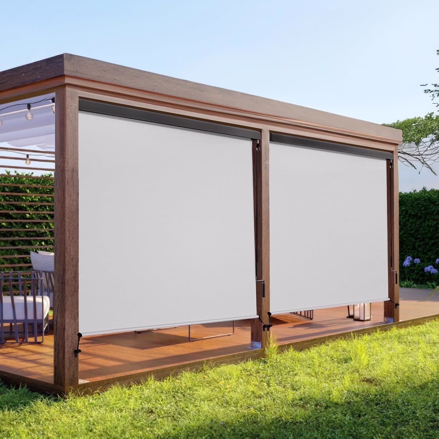 Superjoe Outdoor Roller Shade for Patio, Cordless Blackout Waterproof Blind, UV Block, 4'L x 6'W - Image 10