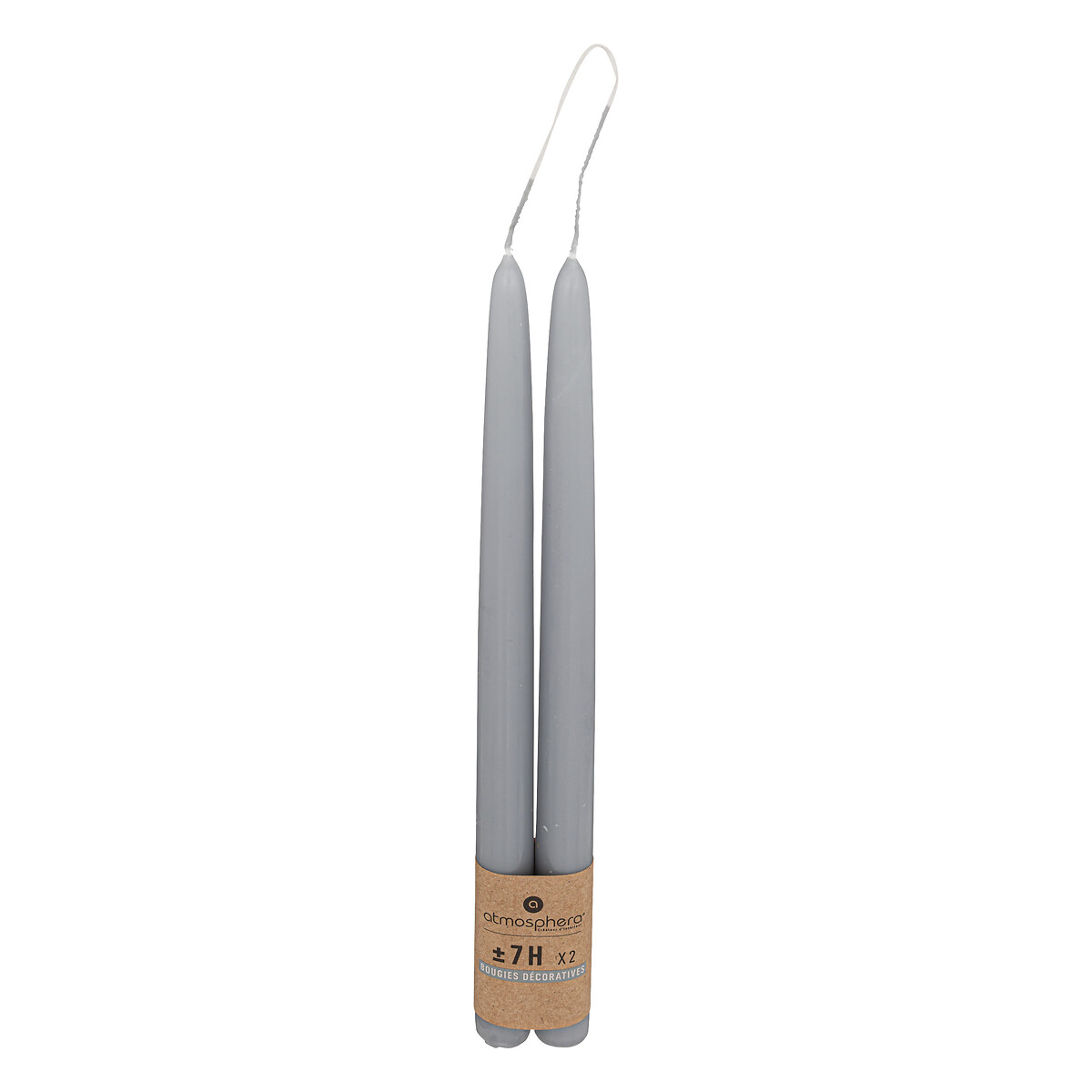 Set of 2 stick candles "Hugo" Light grey, 70g