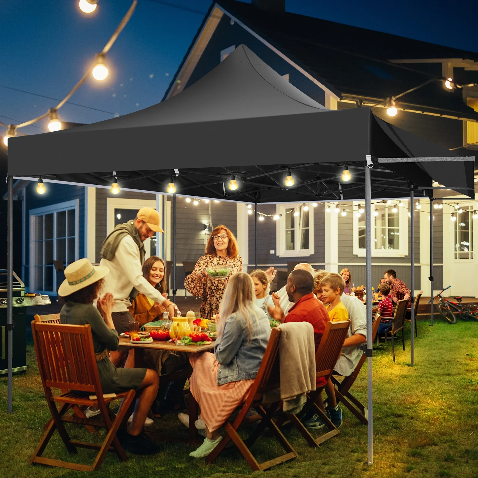 COBIZI 10x20 Pop Up Canopy Heavy Duty Party Tent with Removable Awning and Sidewalls,Easy Up Outdoor Wedding Canopy,Gazebo All Season Windproof&Waterproof with Roller Bag UPF 50+,Black - Image 6