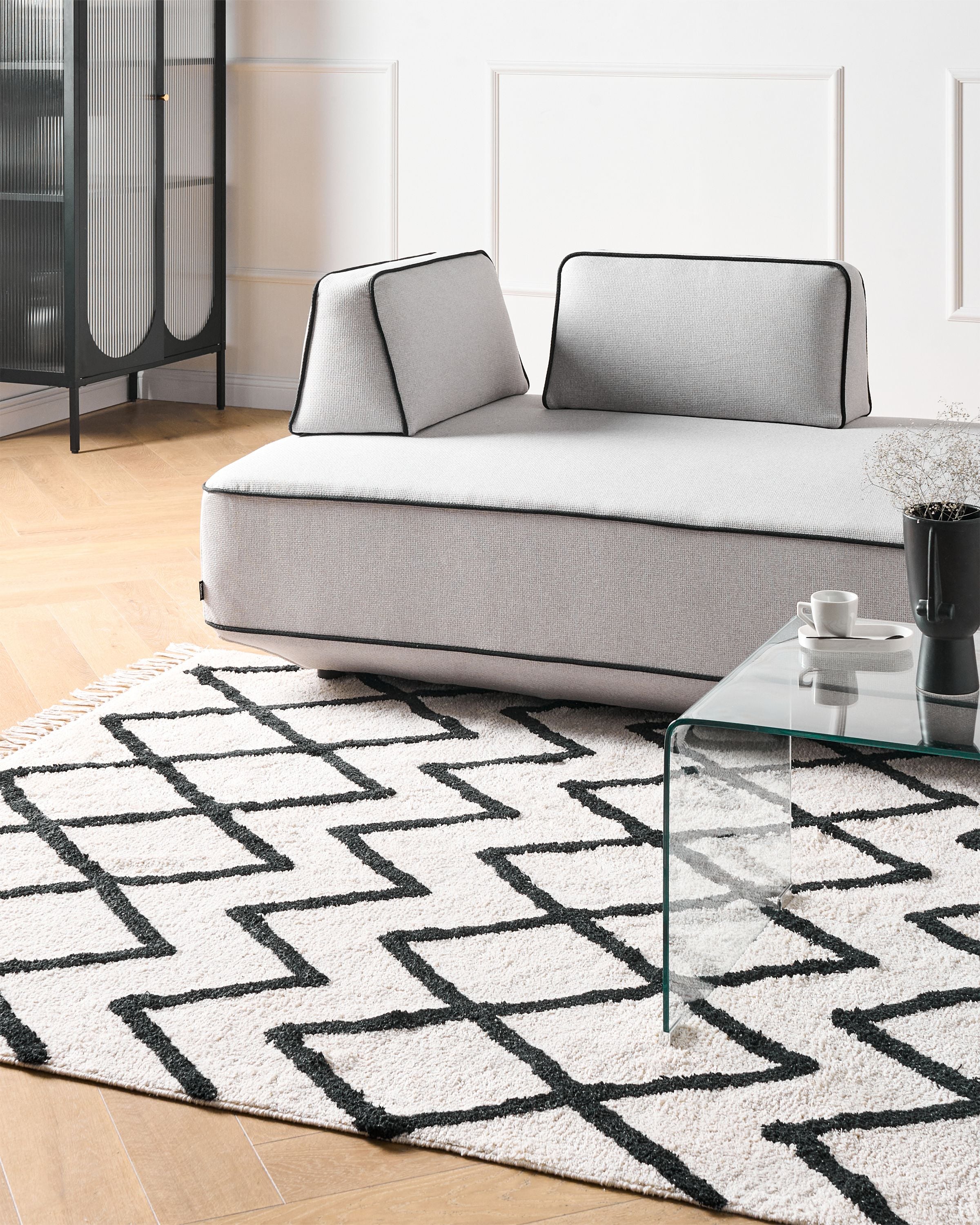 Rug ELDES Beige 160 x 230 cm Cotton