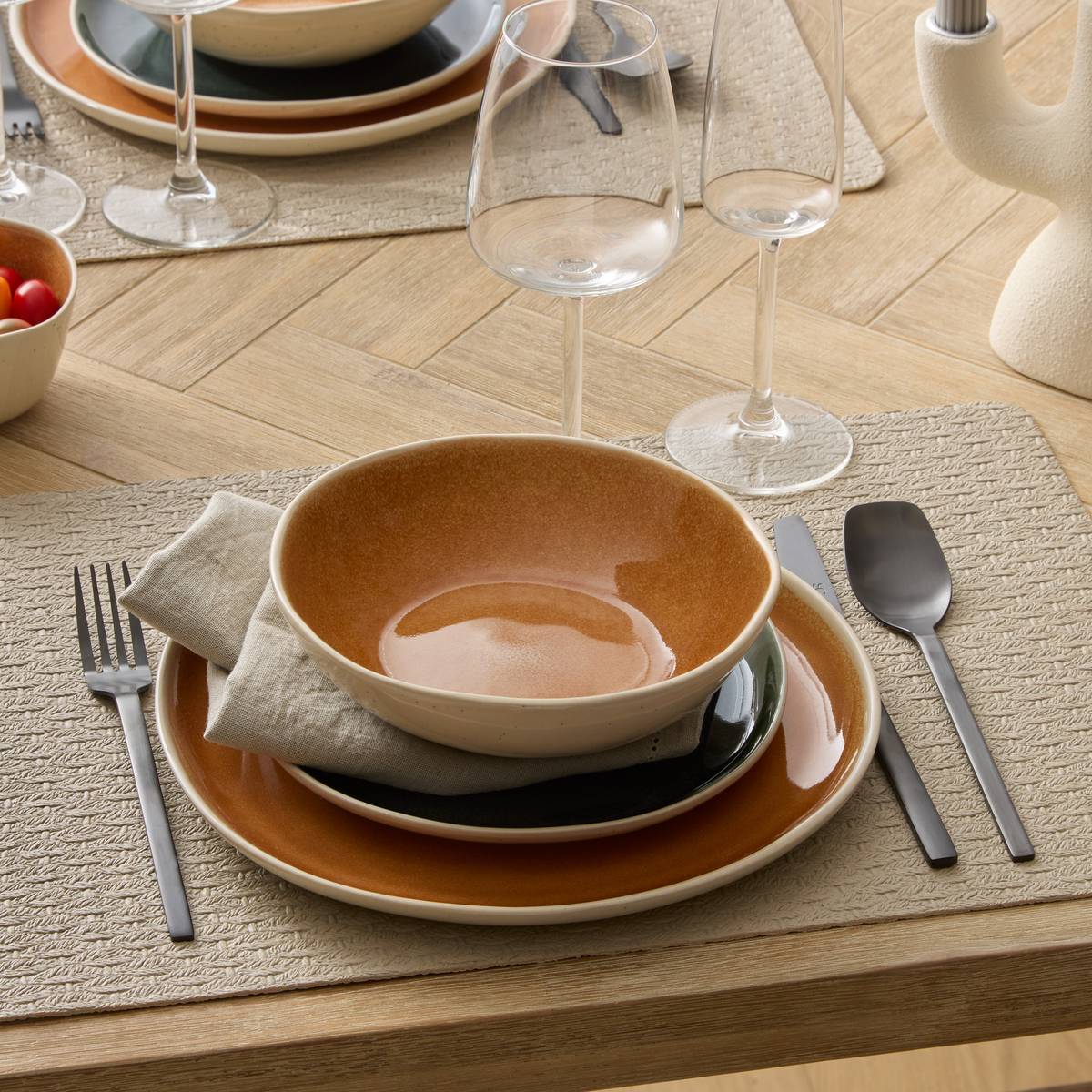 Deep plate "Wonja" Earthenware, D.18.8 cm, Yellow