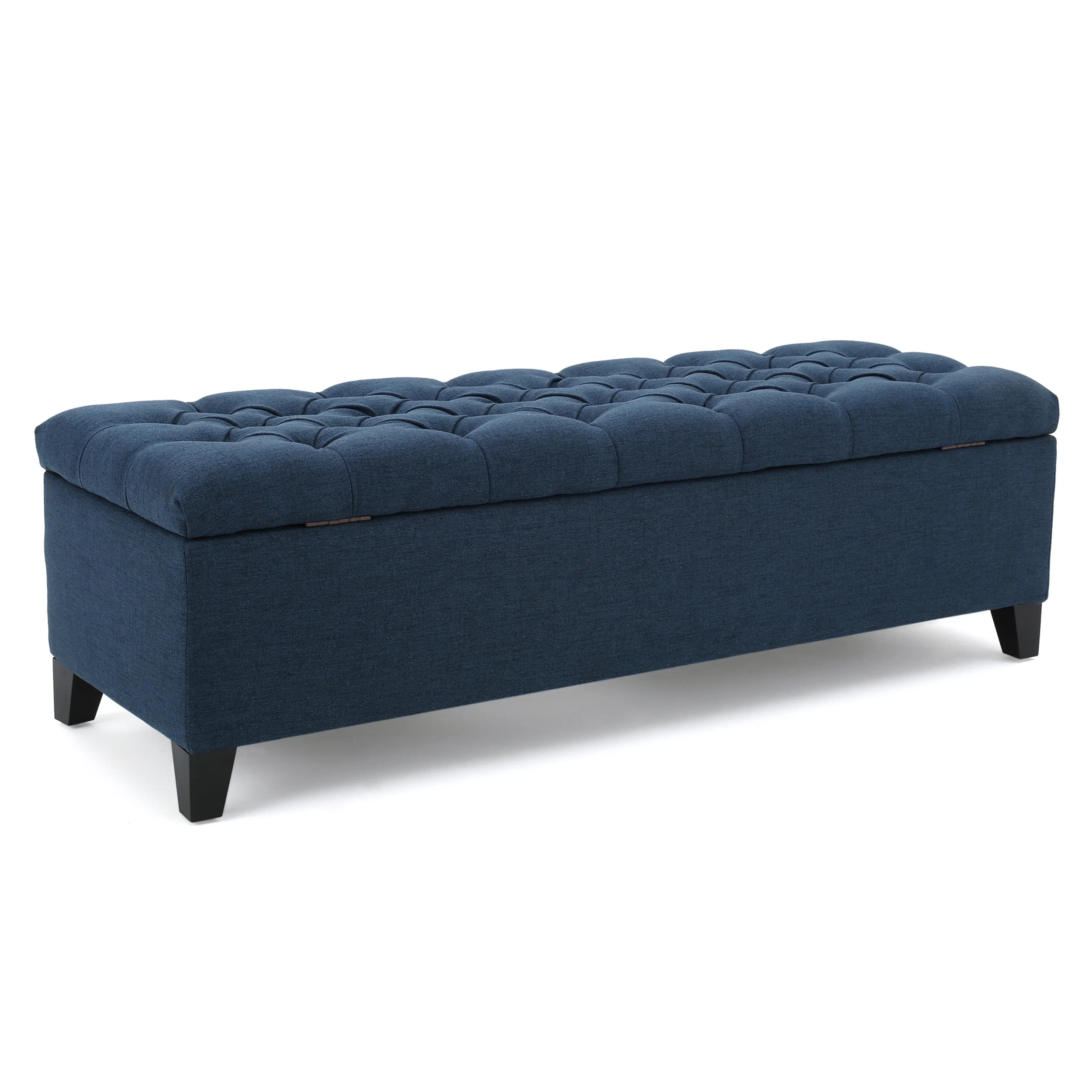 Noble House Hampton Contemporary Fabric Upholstered Storage Ottoman, White and Blue Floral - Image 35